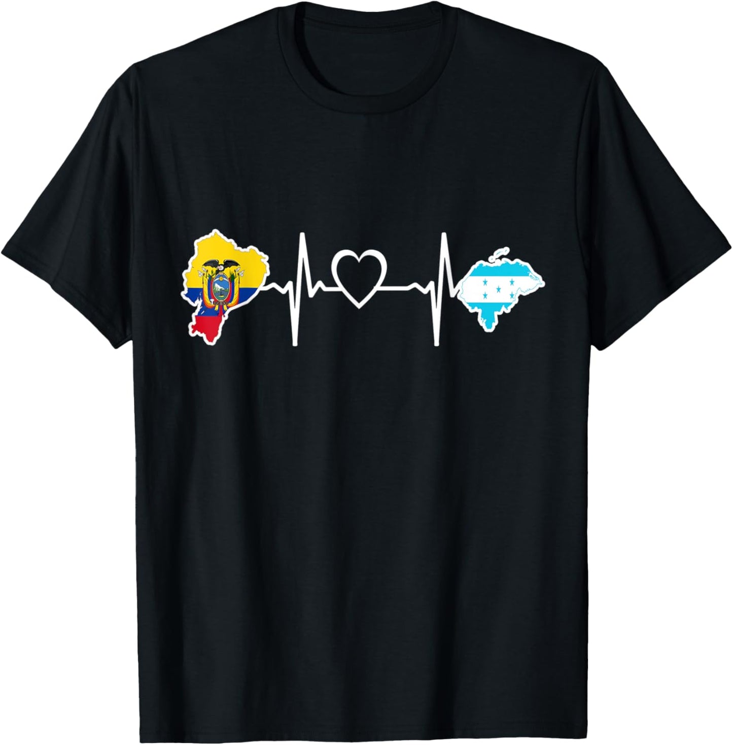 Ecuadorian Honduras Flag - Ecuador Honduran Heartbeat T-Shirt - T-Shirt | Black
