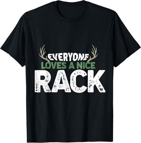 Funny Hunting Nice Rack Antlers Deer Hunter Humor Hunt T-Shirt - T-Shirt | Black