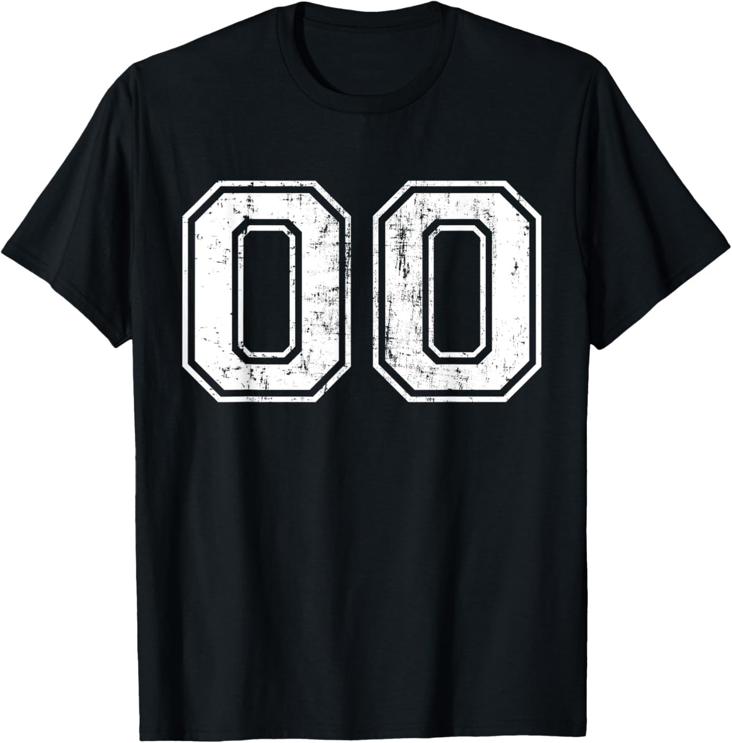Number 00 Distressed Vintage Sports Training Practice Team T-Shirt - T-Shirt | Black