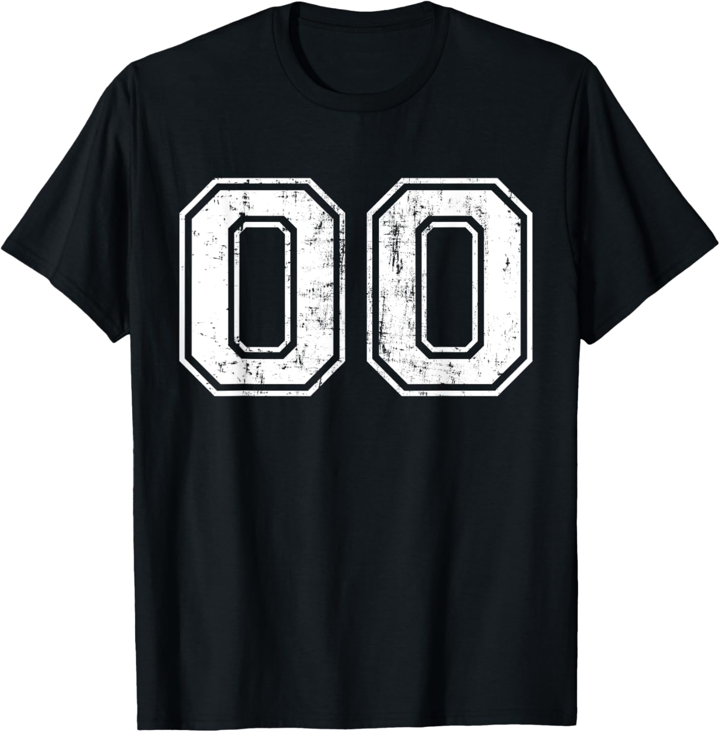Number 00 Distressed Vintage Sports Training Practice Team T-Shirt - T-Shirt | Black