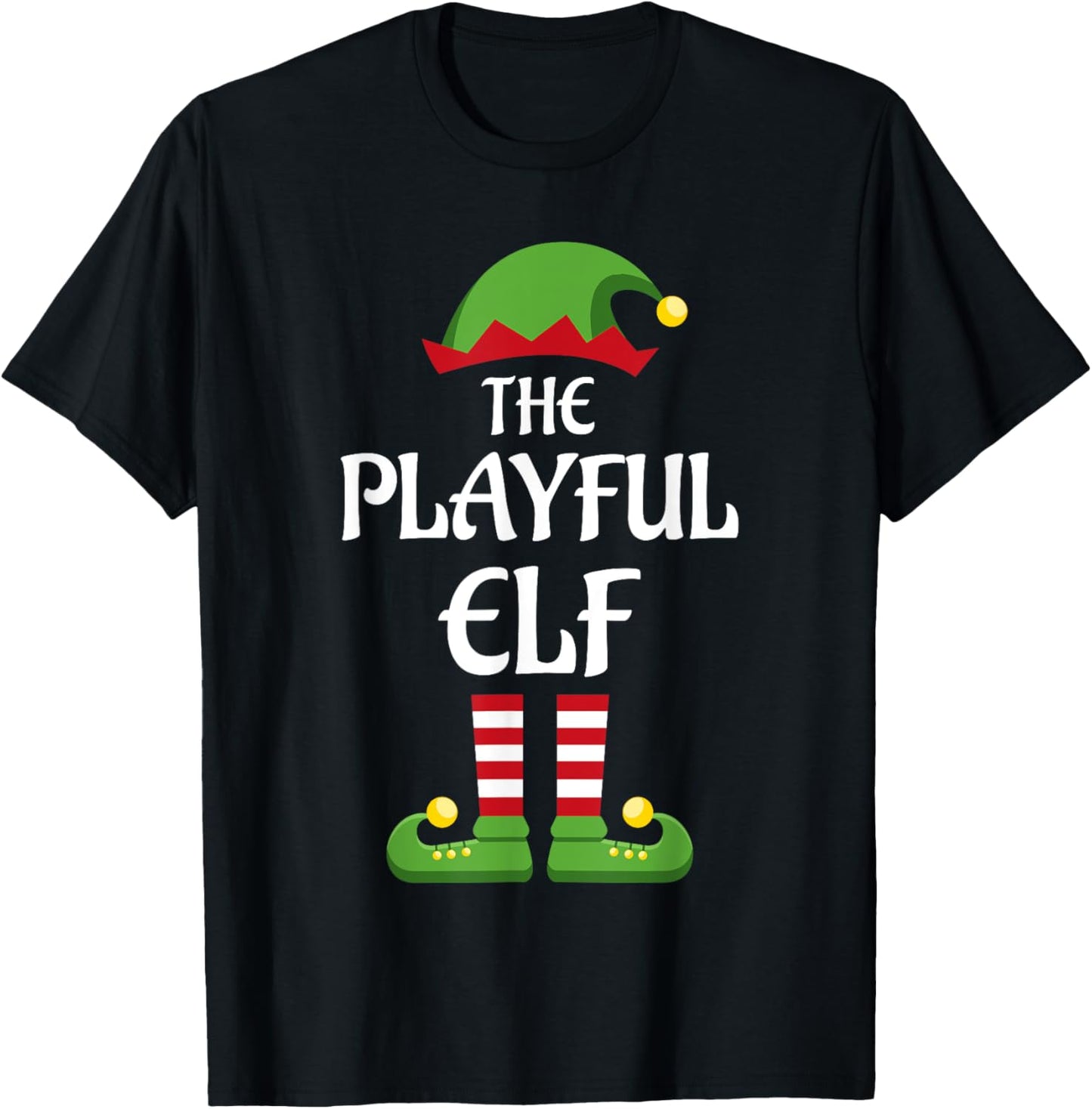 Playful Elf Family Matching Group Christmas T-Shirt - T-Shirt | Black