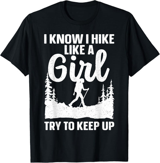 Hiking Art Women Outdoor Nature Hiker Camping Hike T-Shirt - T-Shirt | Black