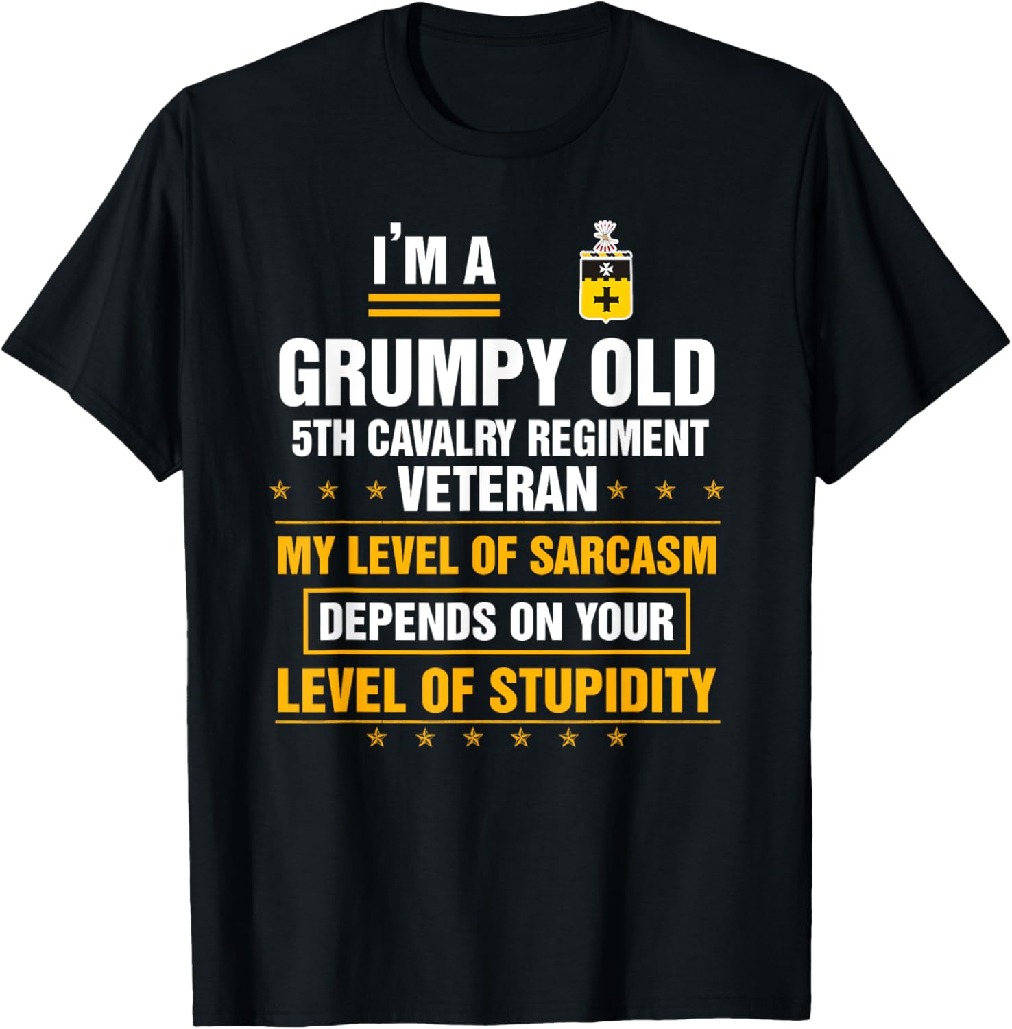 Grumpy Old 5th Cavalry Regiment Veteran Soldier Funny Xmas T-Shirt - T-Shirt | Black