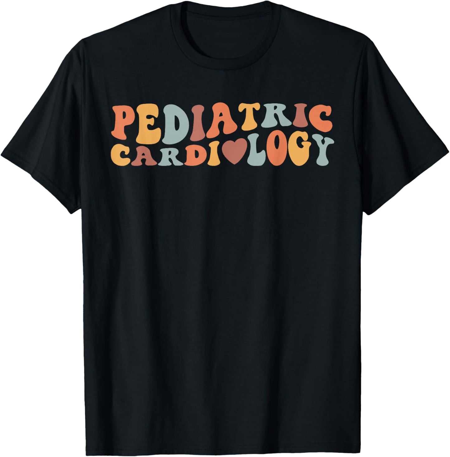 Retro Groovy Pediatric Cardiology PEDS Cardiac Nurse Nursing T-Shirt - T-Shirt | Black