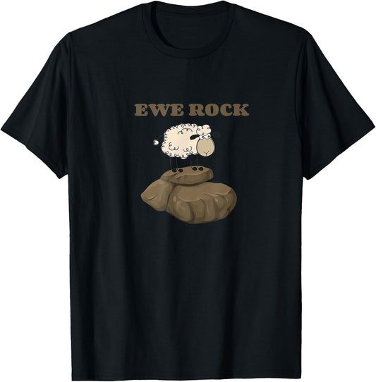 Ewe Rock Funny Sheep Pun Shirt T-Shirt - T-Shirt | Black