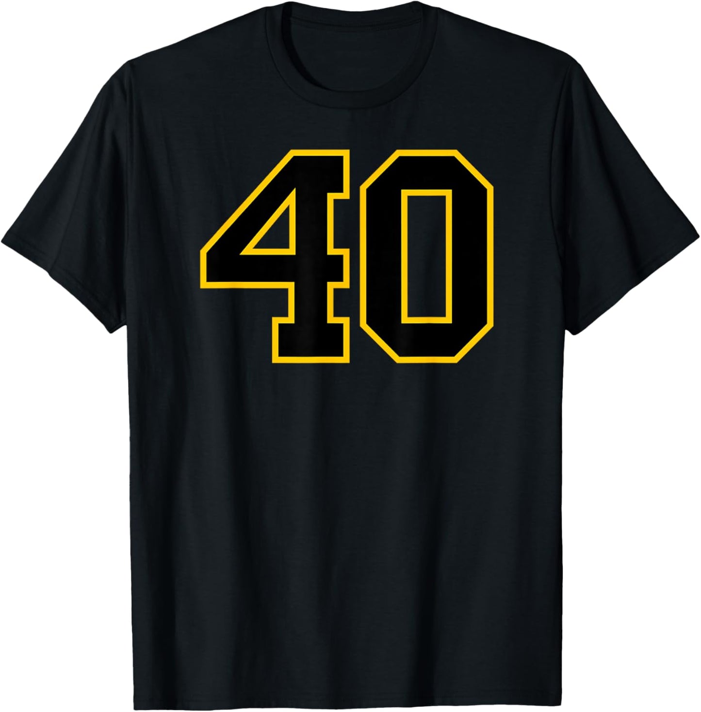 Yellow Black Sports Team Number 40 T-Shirt - T-Shirt | Black