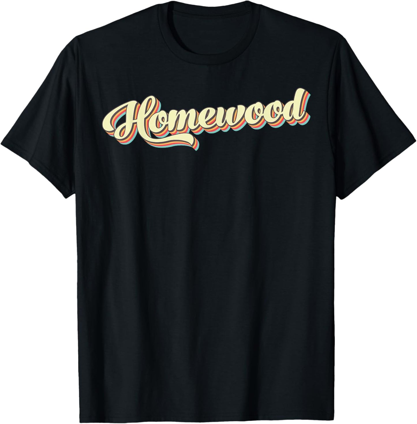 Homewood Retro Art Baseball Font Vintage T-Shirt - T-Shirt | Black
