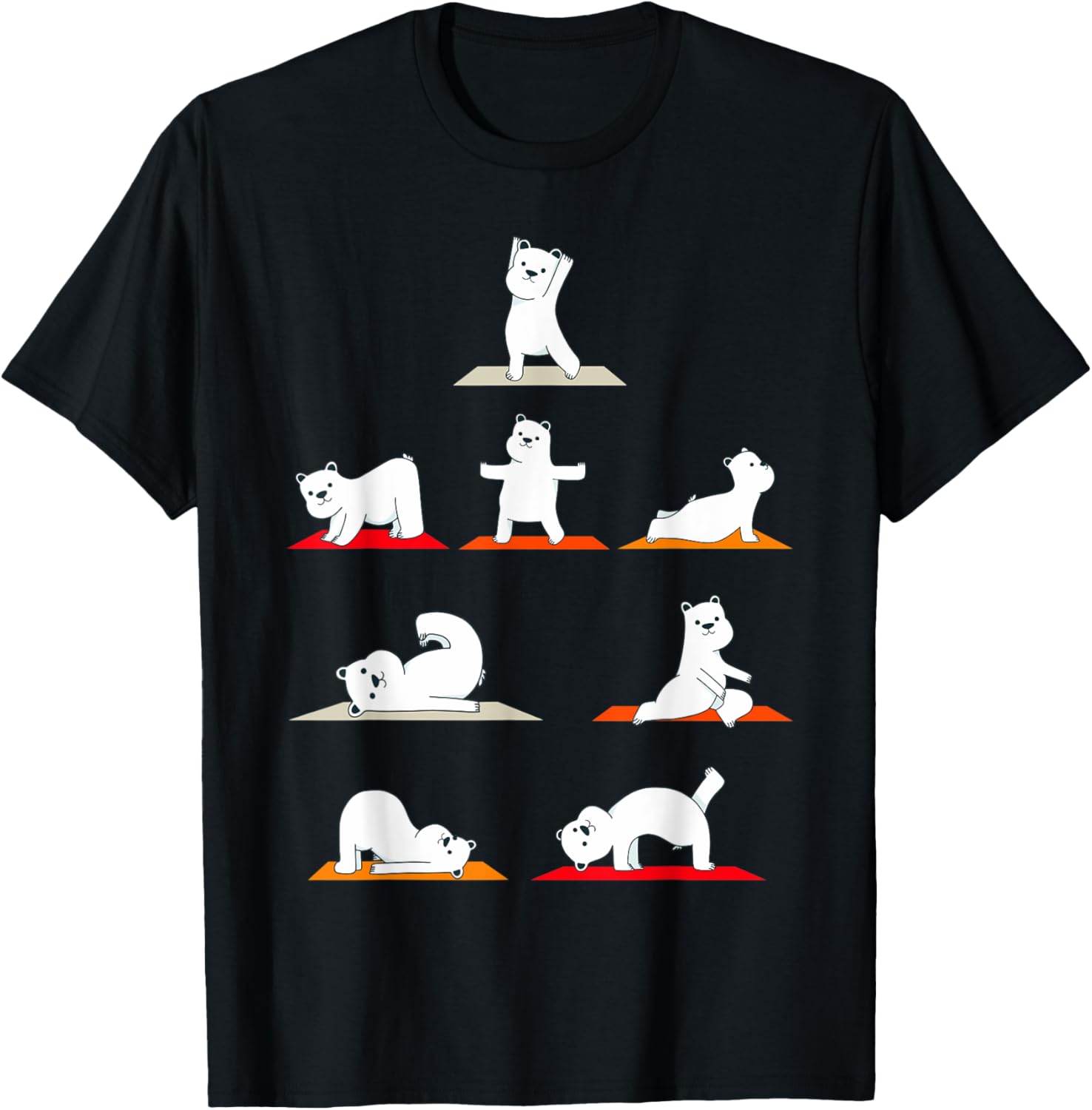 Polar Bear Yoga Poses Streching Polar Bears Meditation T-Shirt - T-Shirt | Black
