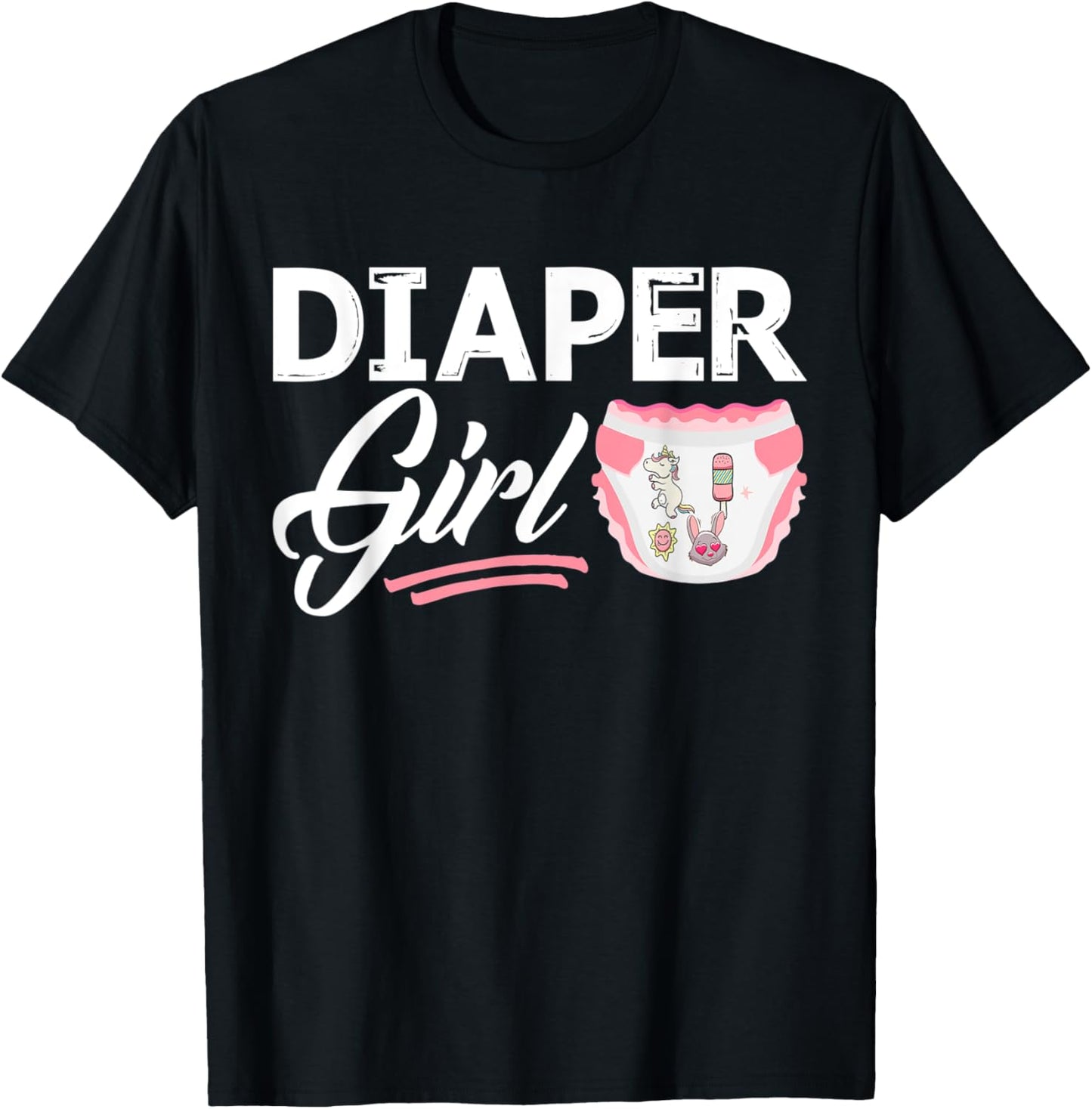Diaper Girl Baby Diaper Boy Padded Princess Little One Girl T-Shirt - T-Shirt | Black