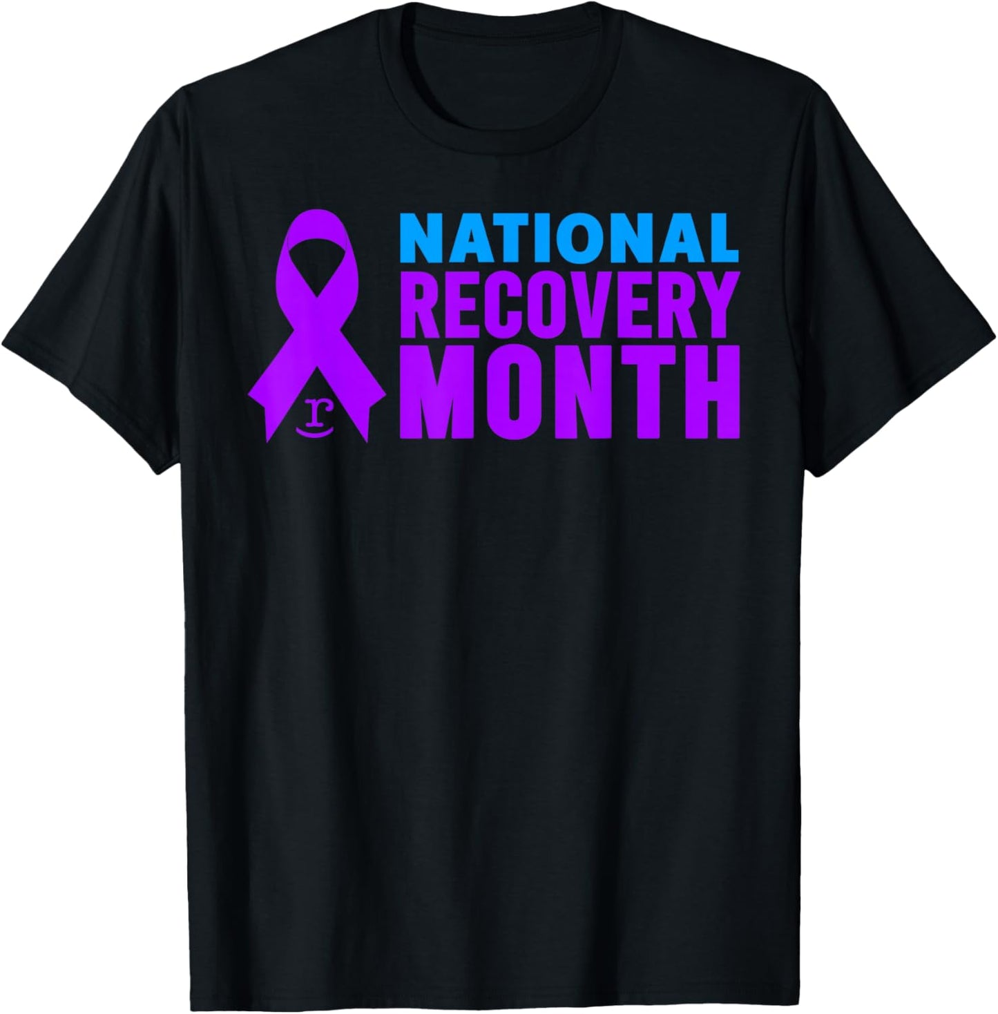 National Recovery Month - Purple Ribbon T-Shirt - T-Shirt | Black