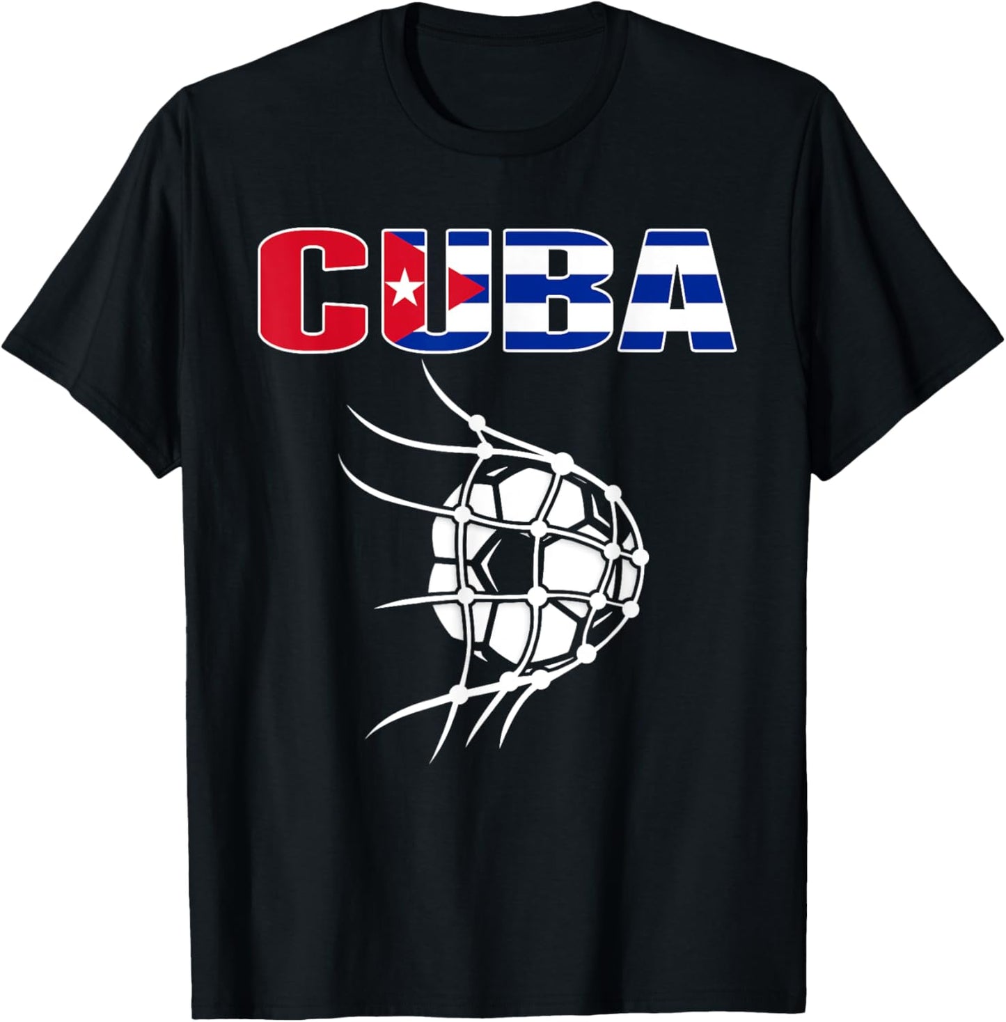 Cuba Soccer Ball In Net Goal - Support Cuban Football Team T-Shirt - T-Shirt | Black