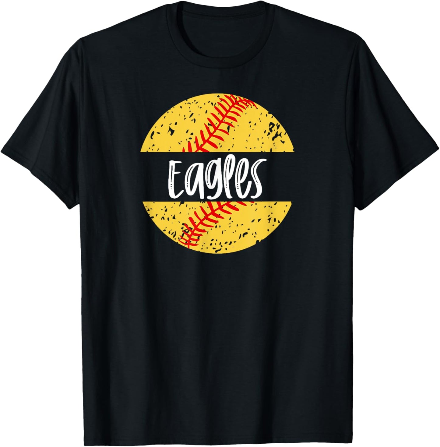 Eagles Softball Team Mascot School Spirit Game Day T-Shirt - T-Shirt | Black