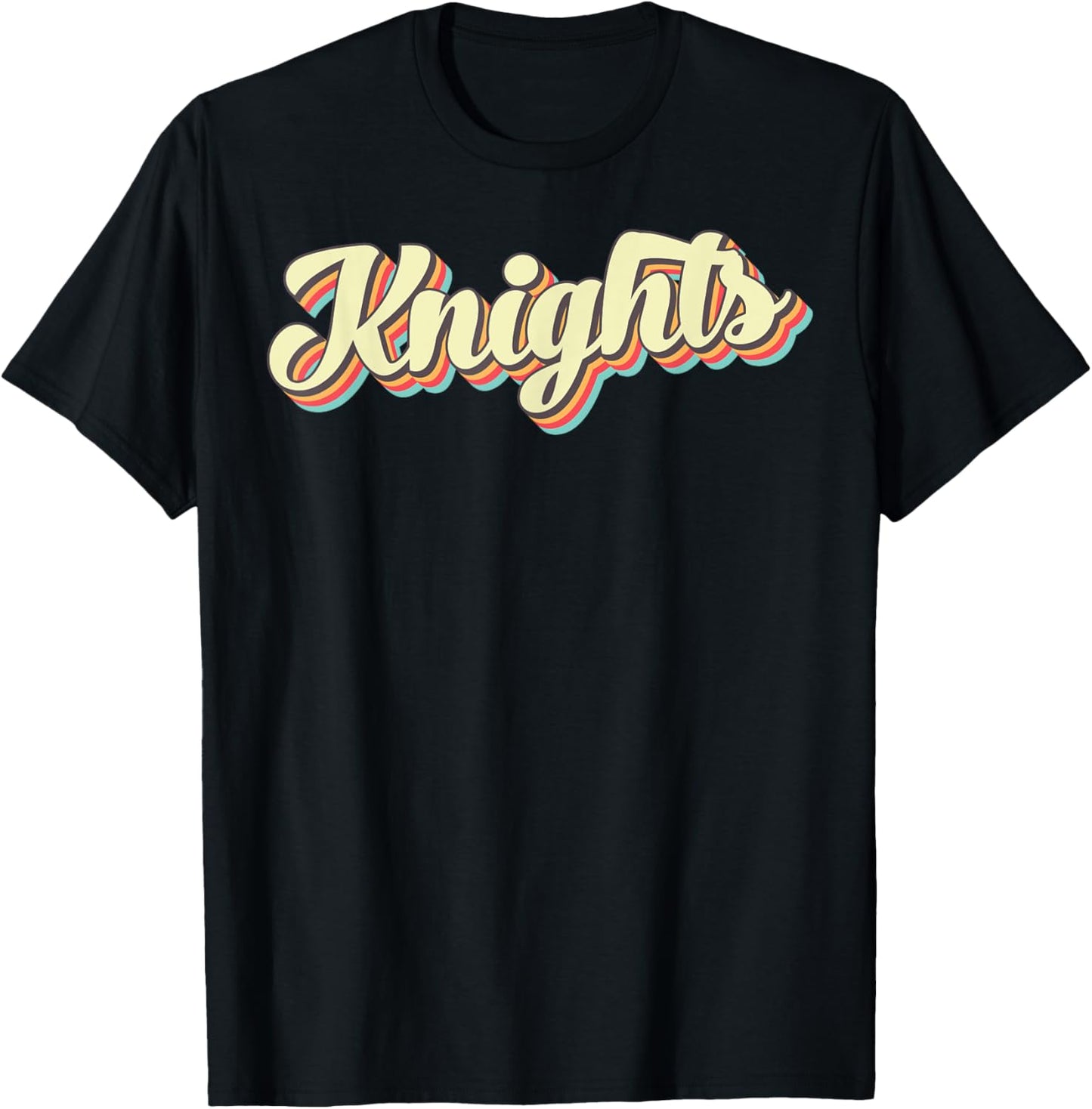 Knights Retro Art Baseball Font Vintage T-Shirt - T-Shirt | Black