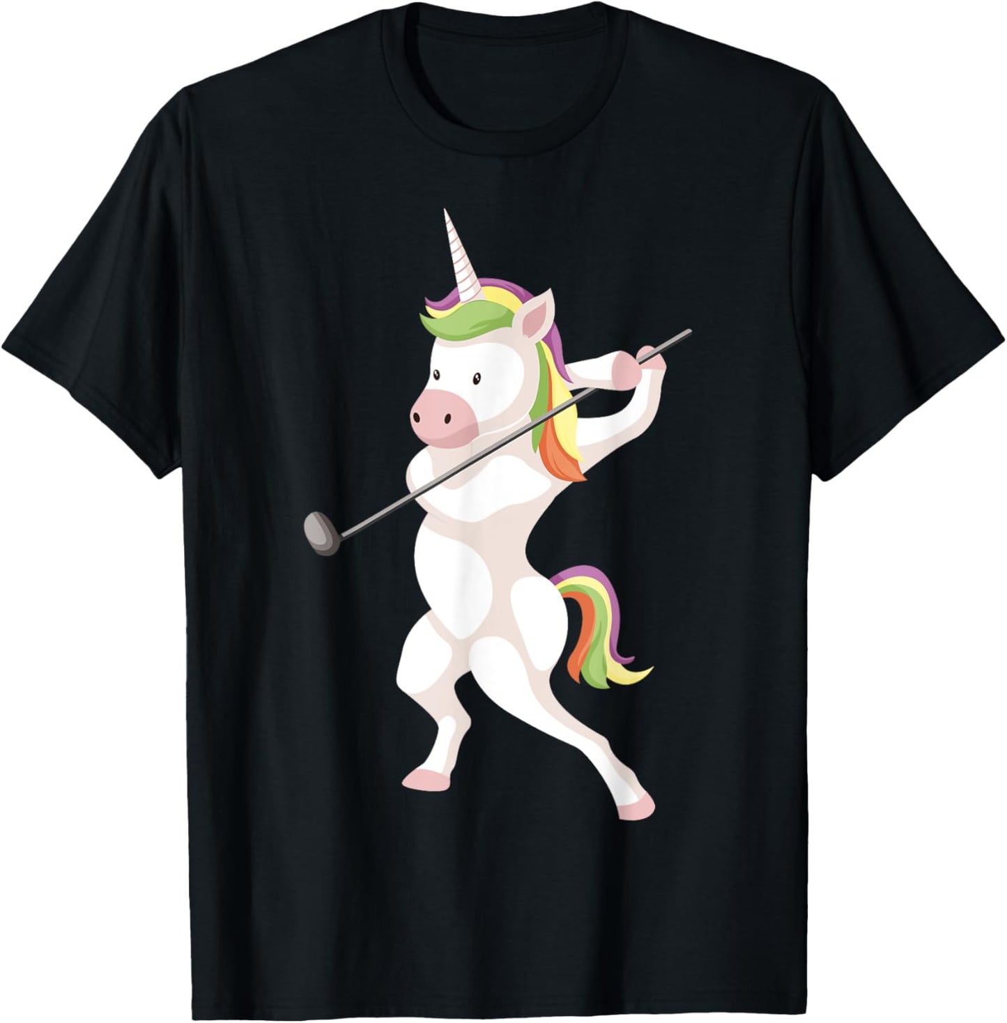 Funny Unicorn Playing Golf Unicorn Golfing Unicorn Golf T-Shirt - T-Shirt | Black