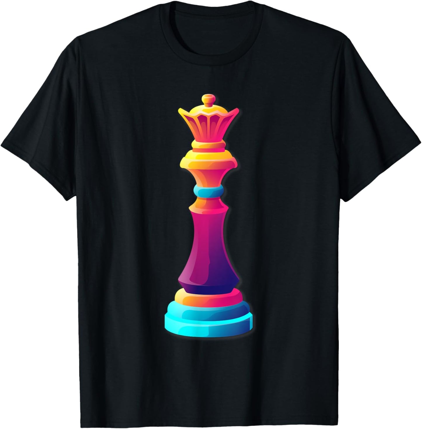 Colorful Chess Queen T-Shirt - T-Shirt | Black