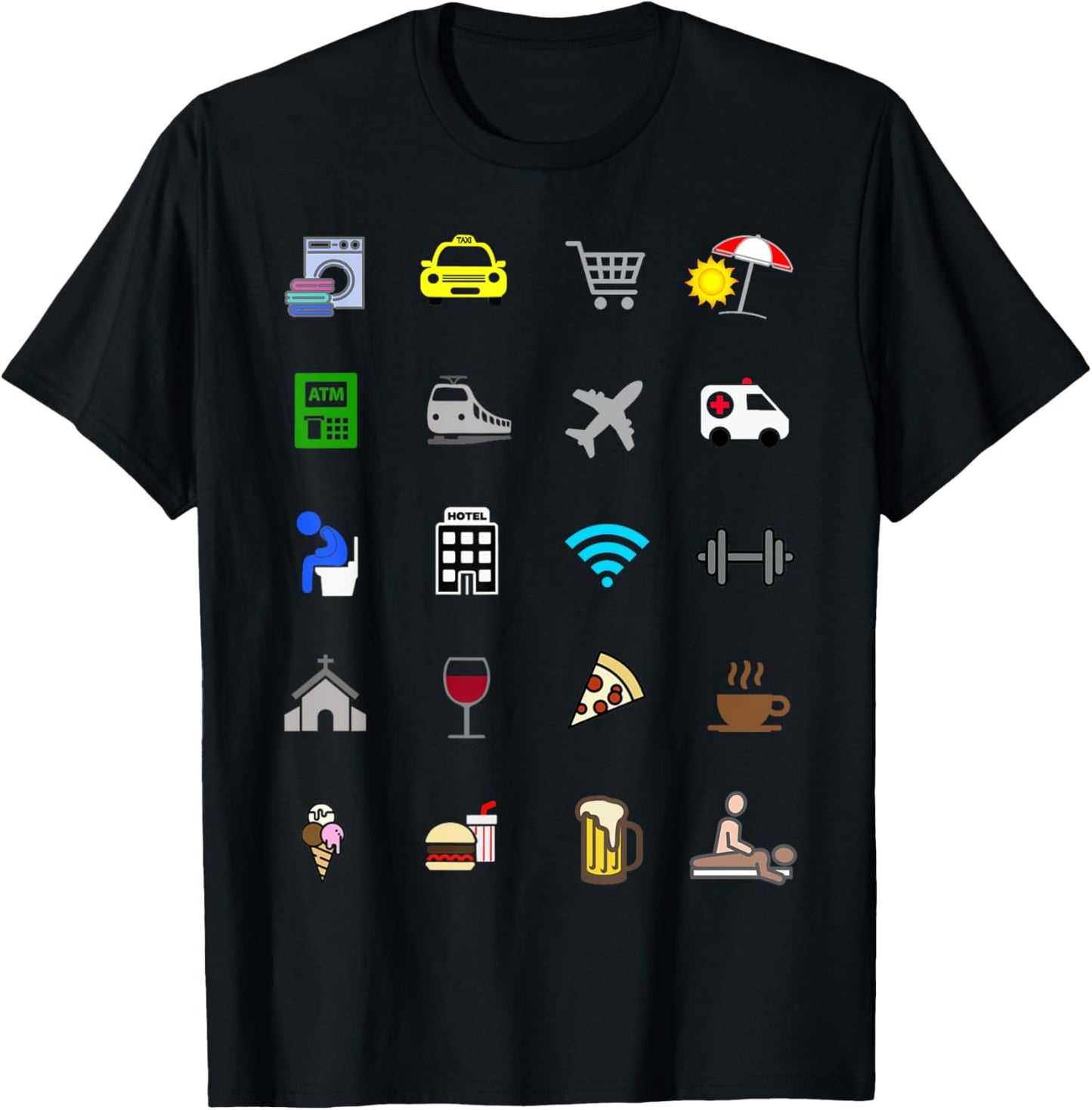 InGENIUS Tourism Translator Symbol Tourist Icons -Adults Black Small Modern Travel Icon Language Barrier Ico T-Shirt - T-Shirt | Black