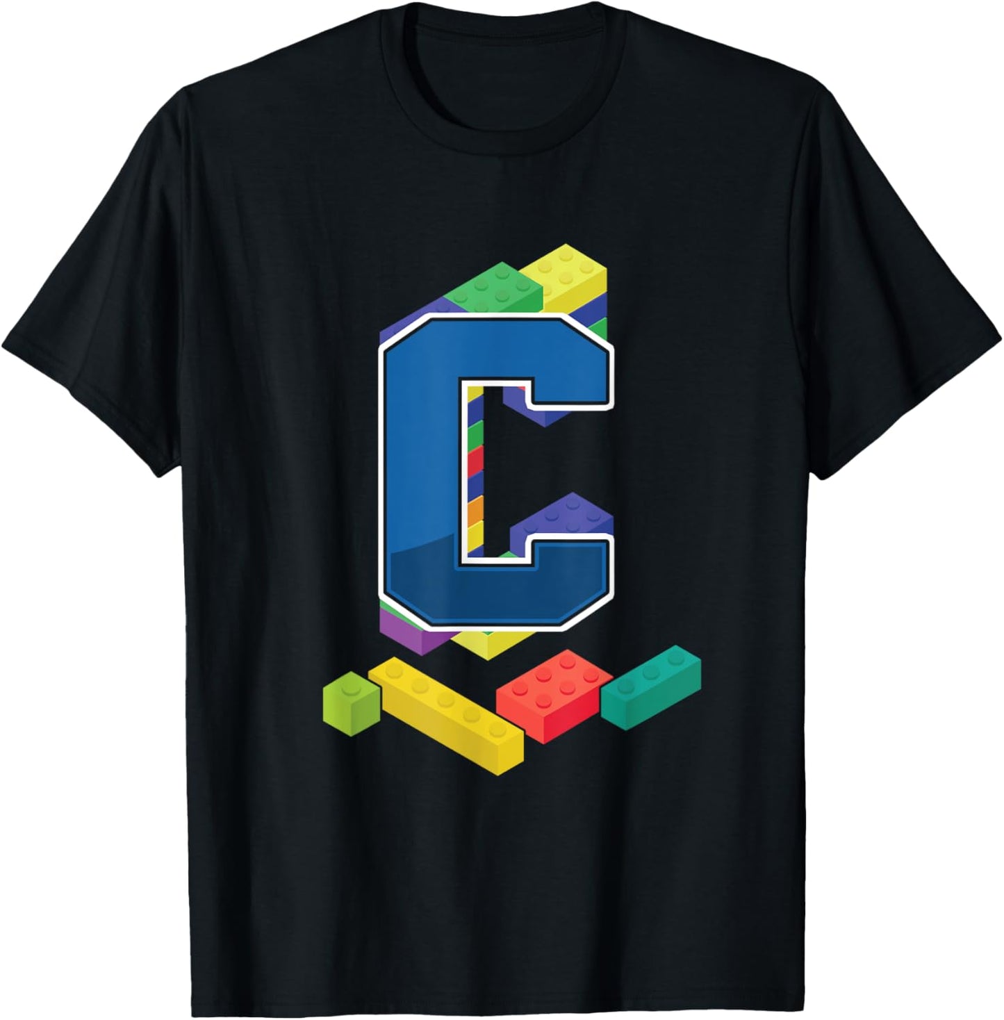 Letter C Master Builder Alphabet Last Name Building Blocks T-Shirt - T-Shirt | Black