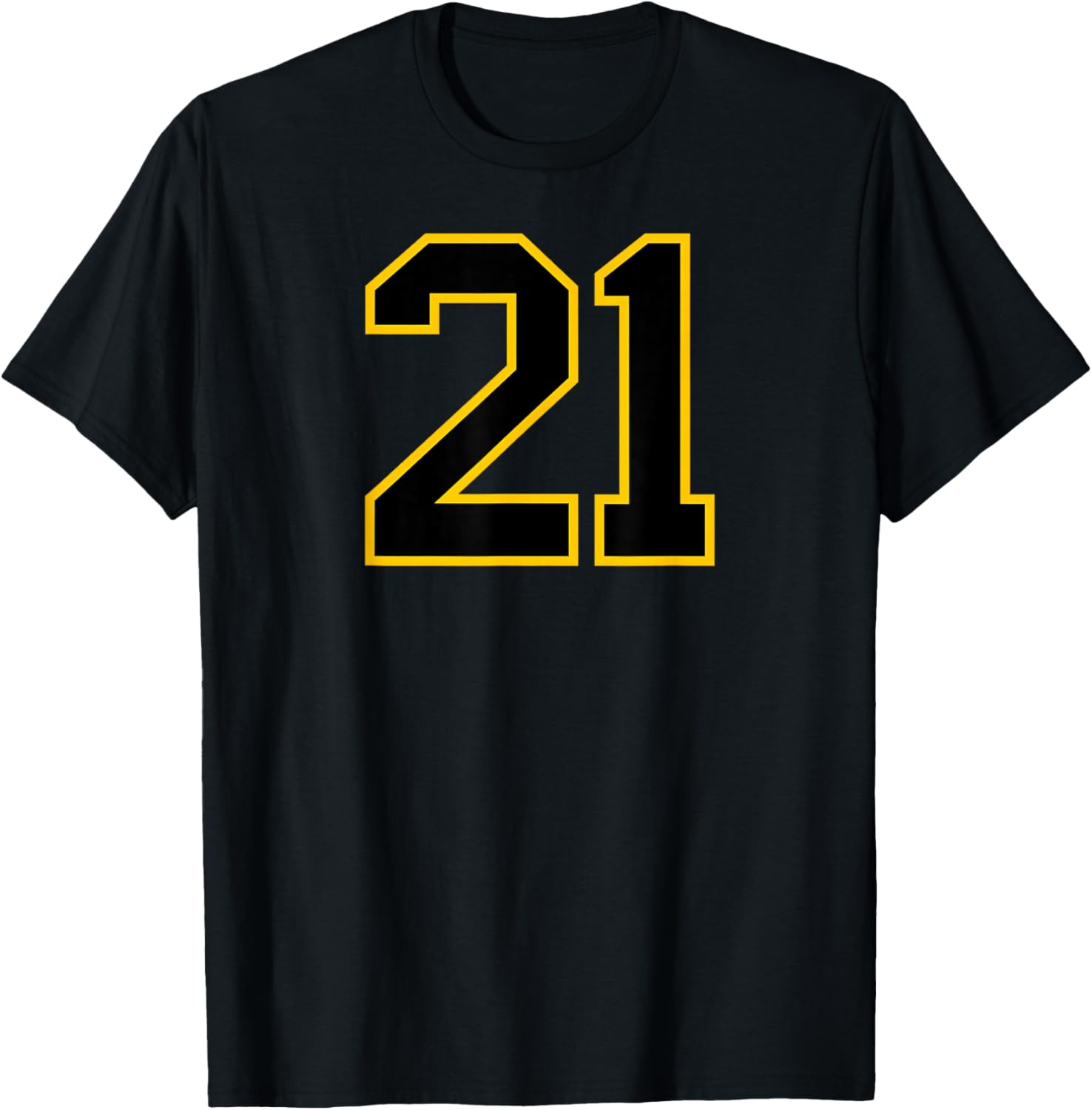 Yellow Black Sports Team Number #21 T-Shirt - T-Shirt | Black