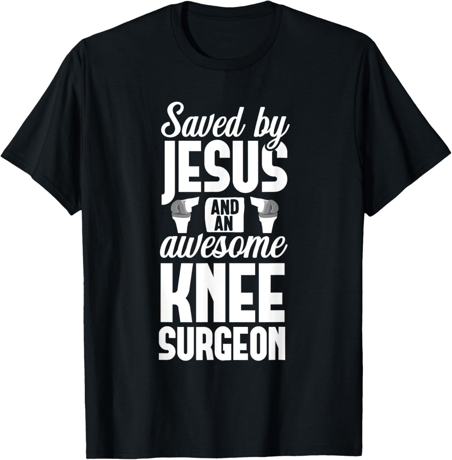 Knee Replacement Jesus Surgeon Therapy Surgery Recovery T-Shirt - T-Shirt | Black