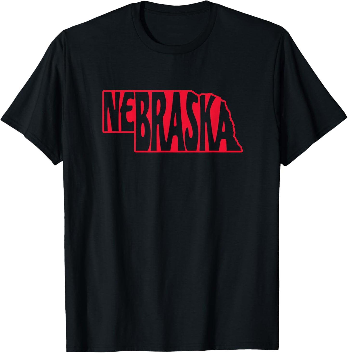 Nebraska State Outline T-Shirt - T-Shirt | Black