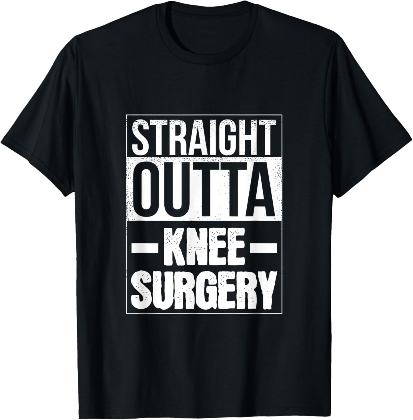 Straight Outta Knee Surgery Retro Get Well Funny T-Shirt - T-Shirt | Black