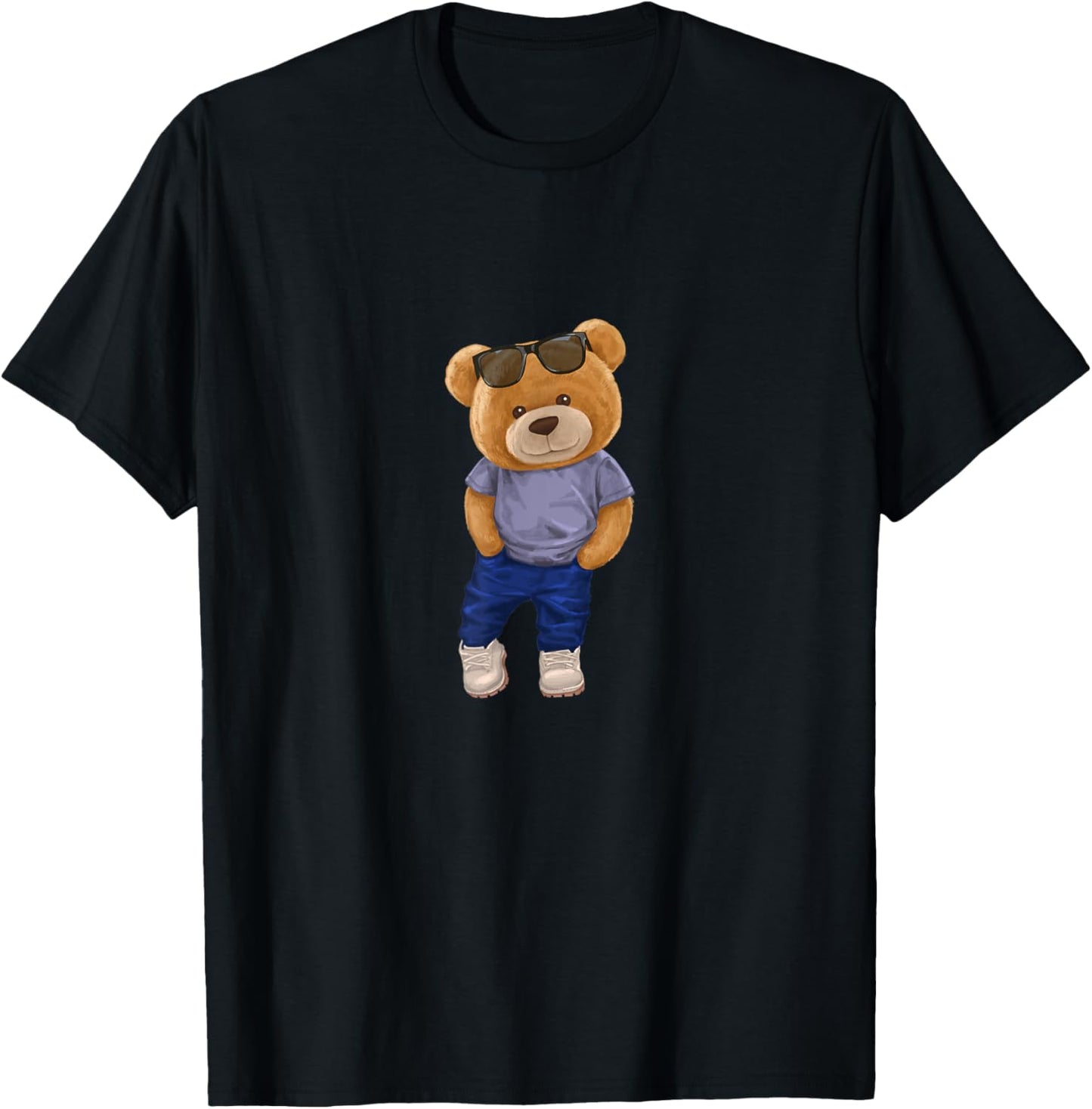 Wear Cool Teddy Bear Fashion Guy Cartoon Graphic Designs Fun T-Shirt - T-Shirt | Black
