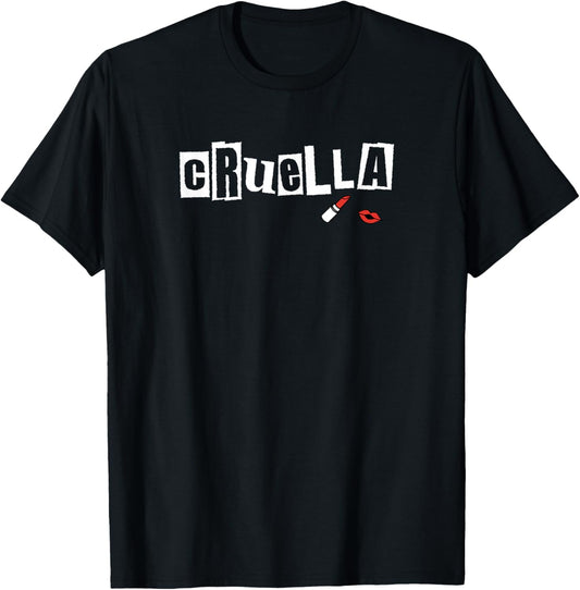 Disney Cruella Lipstick Logo T-Shirt - T-Shirt | Black