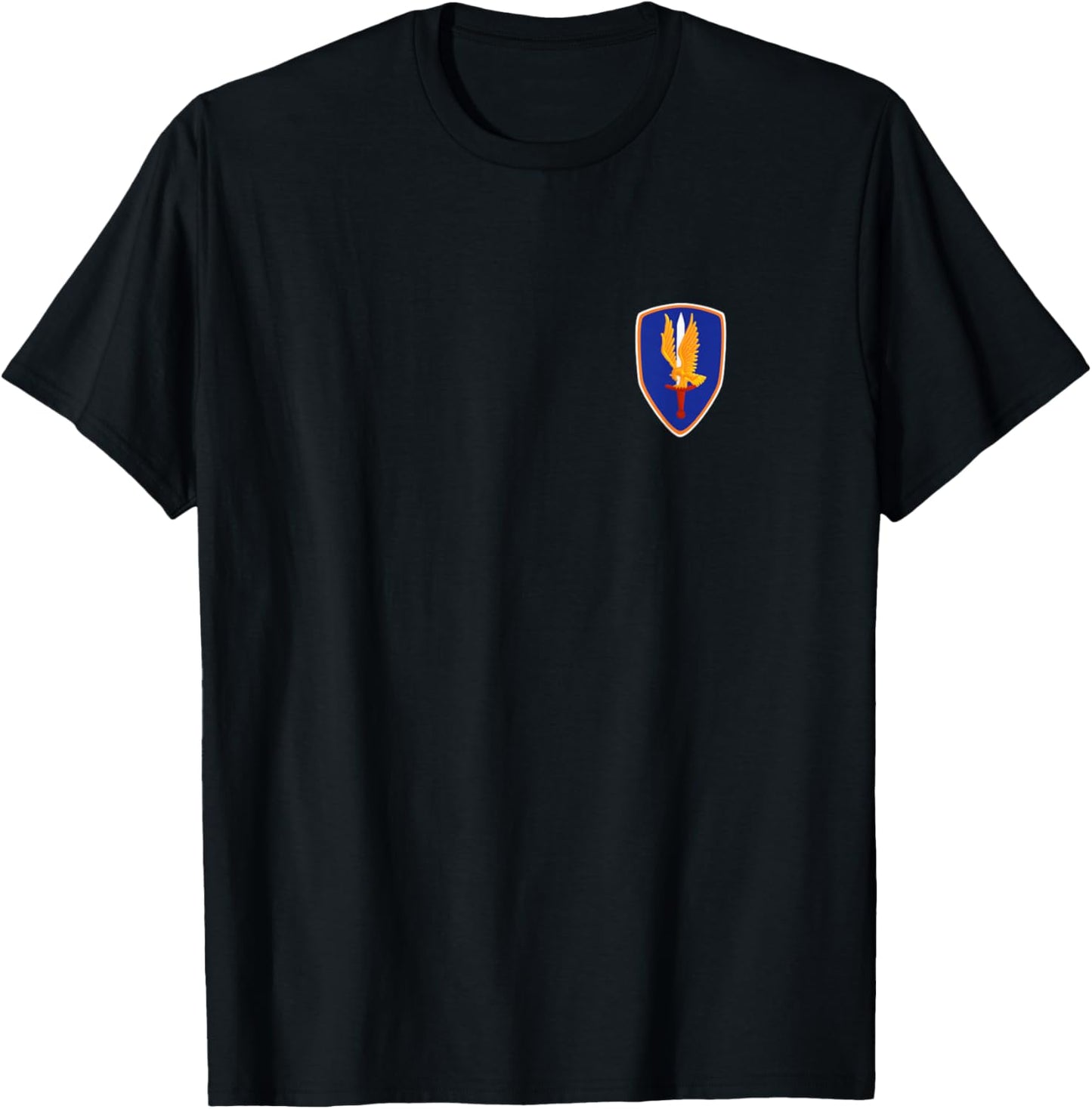 1st Aviation Brigade Veteran Patch Golden Hawks Pocket Xmas T-Shirt - T-Shirt | Black