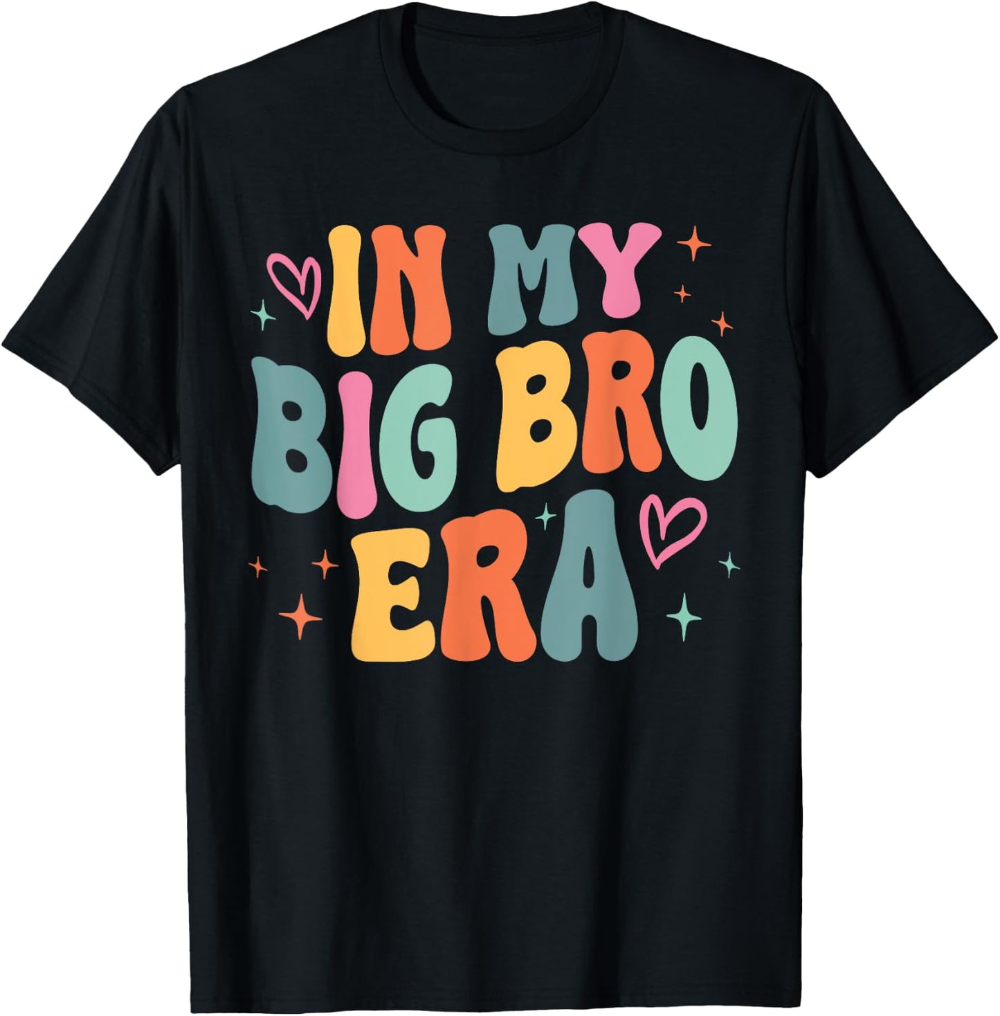 Retro Groovy In My Big Brother Era Funny Family Matching T-Shirt - T-Shirt | Black