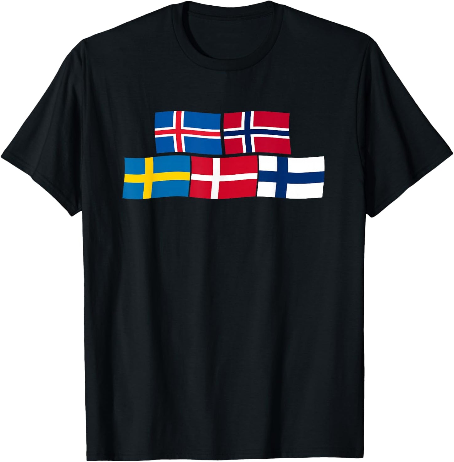 Scandinavian Flags, Nordic Countries T-Shirt - T-Shirt | Black