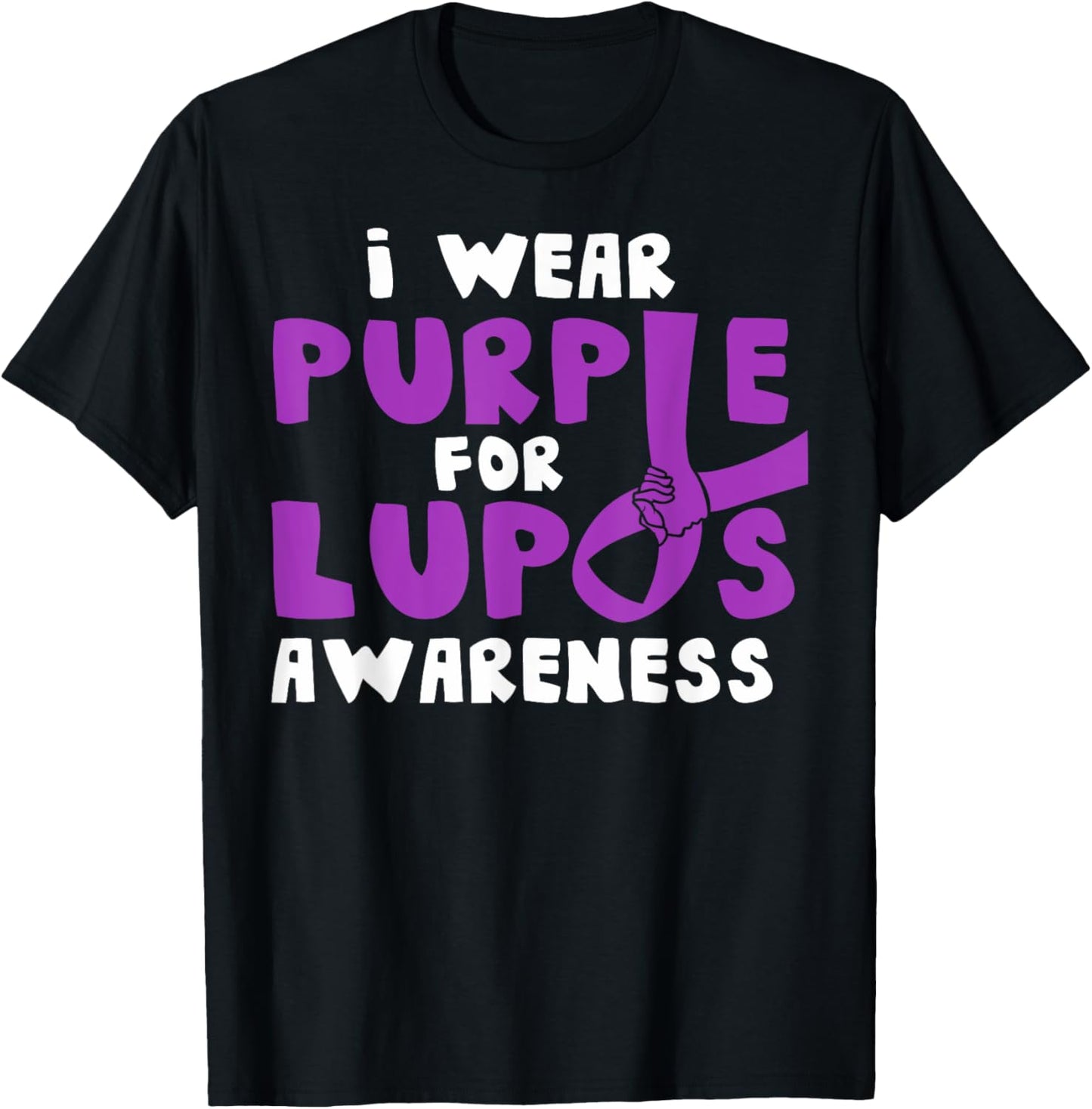 I Wear Purple for Lupus Awareness Month Autoimmune Diseases T-Shirt - T-Shirt | Black