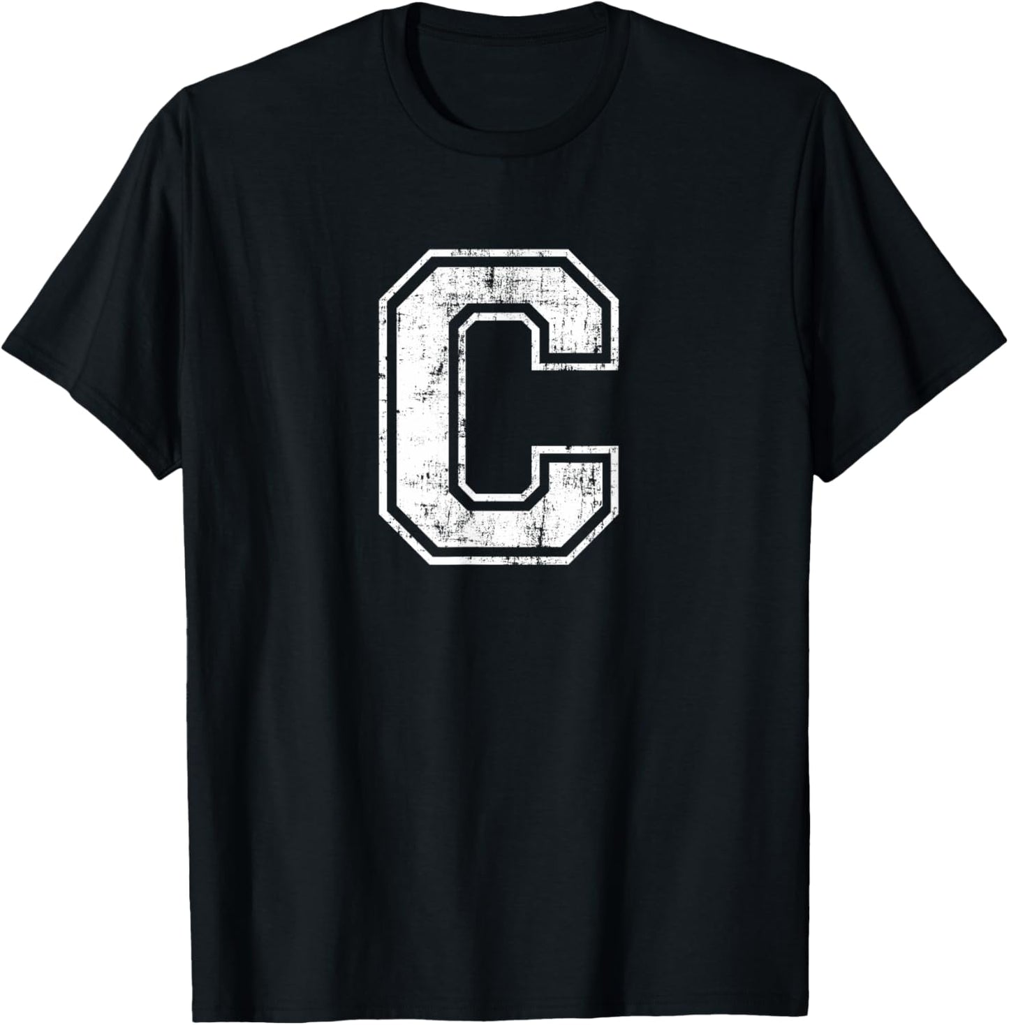 Letter C Uppercase Alphabet Initial School College Varsity T-Shirt - T-Shirt | Black