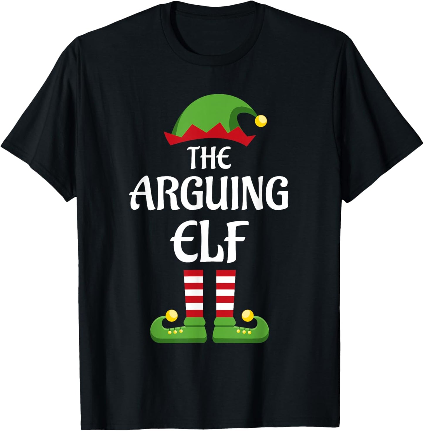 Arguing Elf Family Matching Group Christmas T-Shirt - T-Shirt | Black