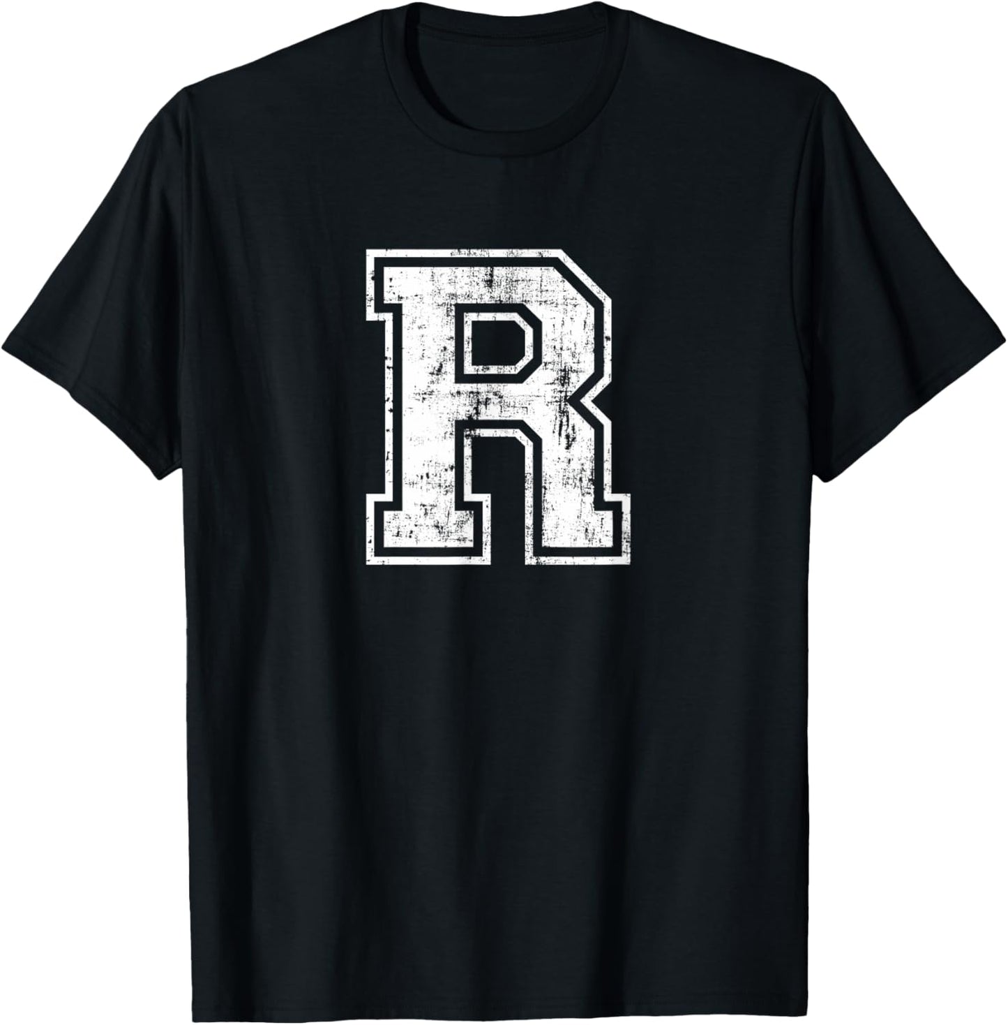 Letter R Uppercase Alphabet Initial School College Varsity T-Shirt - T-Shirt | Black