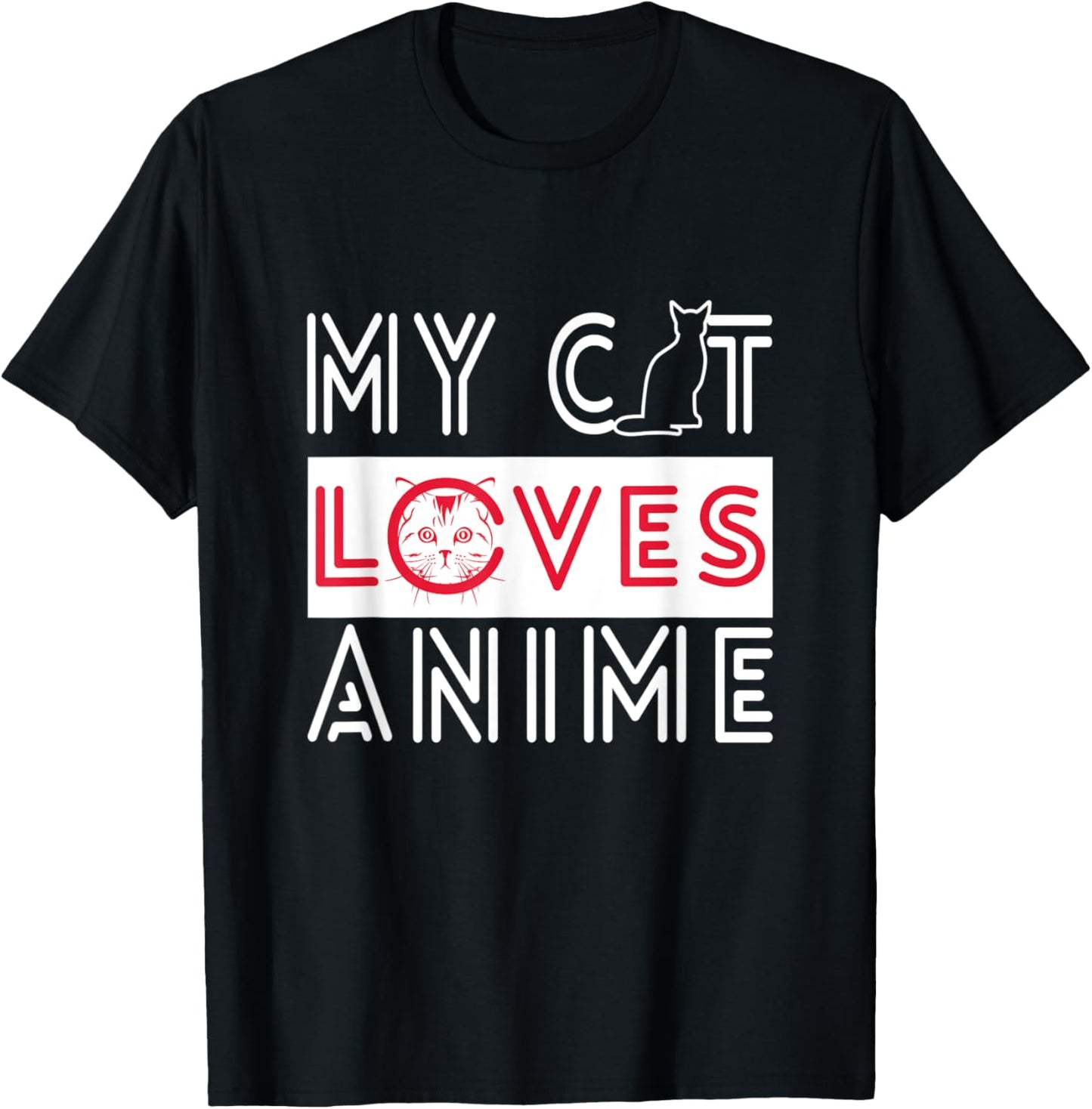My Cat Loves Anime - Cats love Watching TV Women Kids T-Shirt - T-Shirt | Black