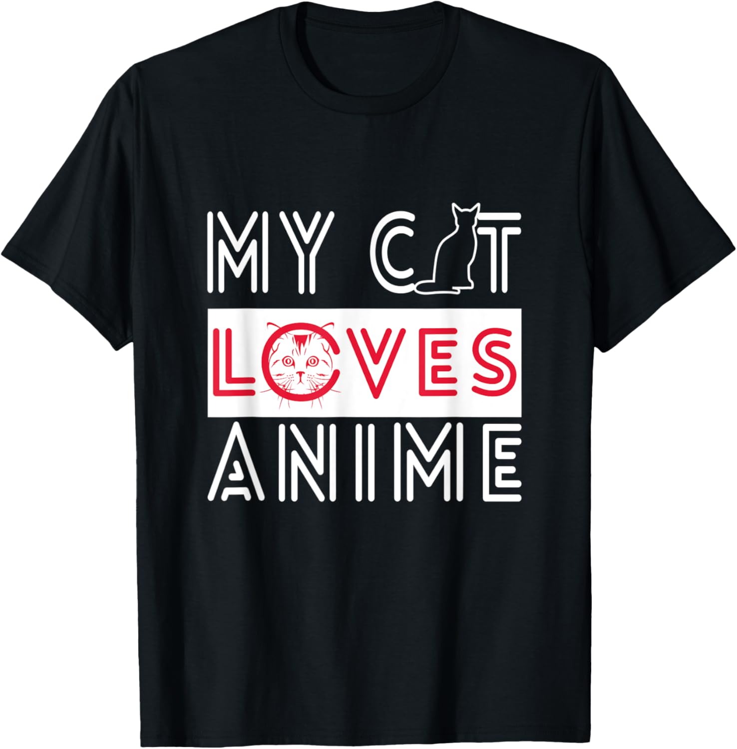 My Cat Loves Anime - Cats love Watching TV Women Kids T-Shirt - T-Shirt | Black
