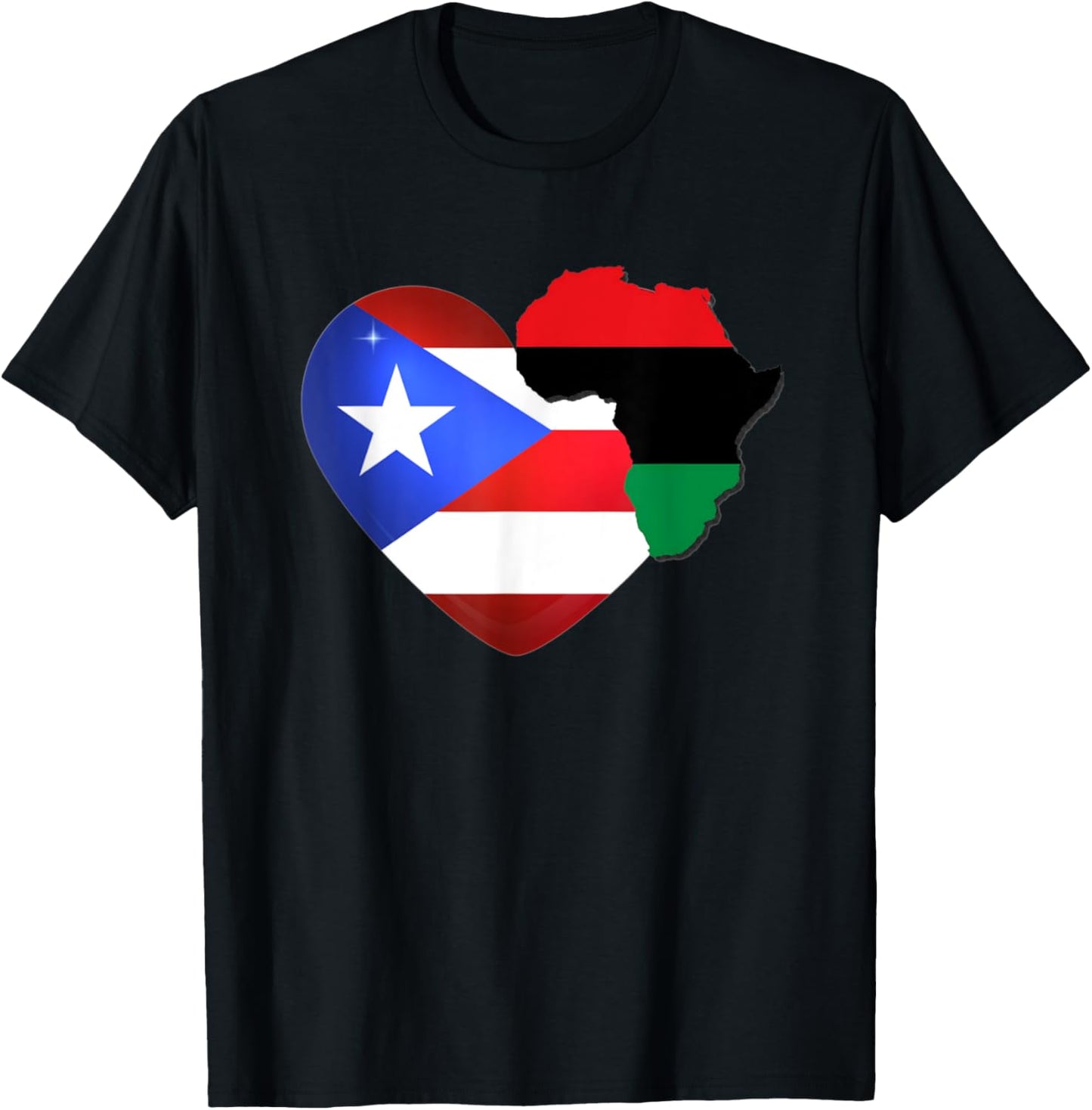 Caribbean Afro Latin Proud Puerto Rican African Flag T-Shirt - T-Shirt | Black