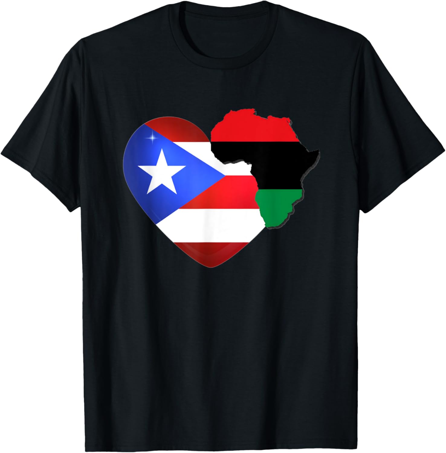 Caribbean Afro Latin Proud Puerto Rican African Flag T-Shirt - T-Shirt | Black