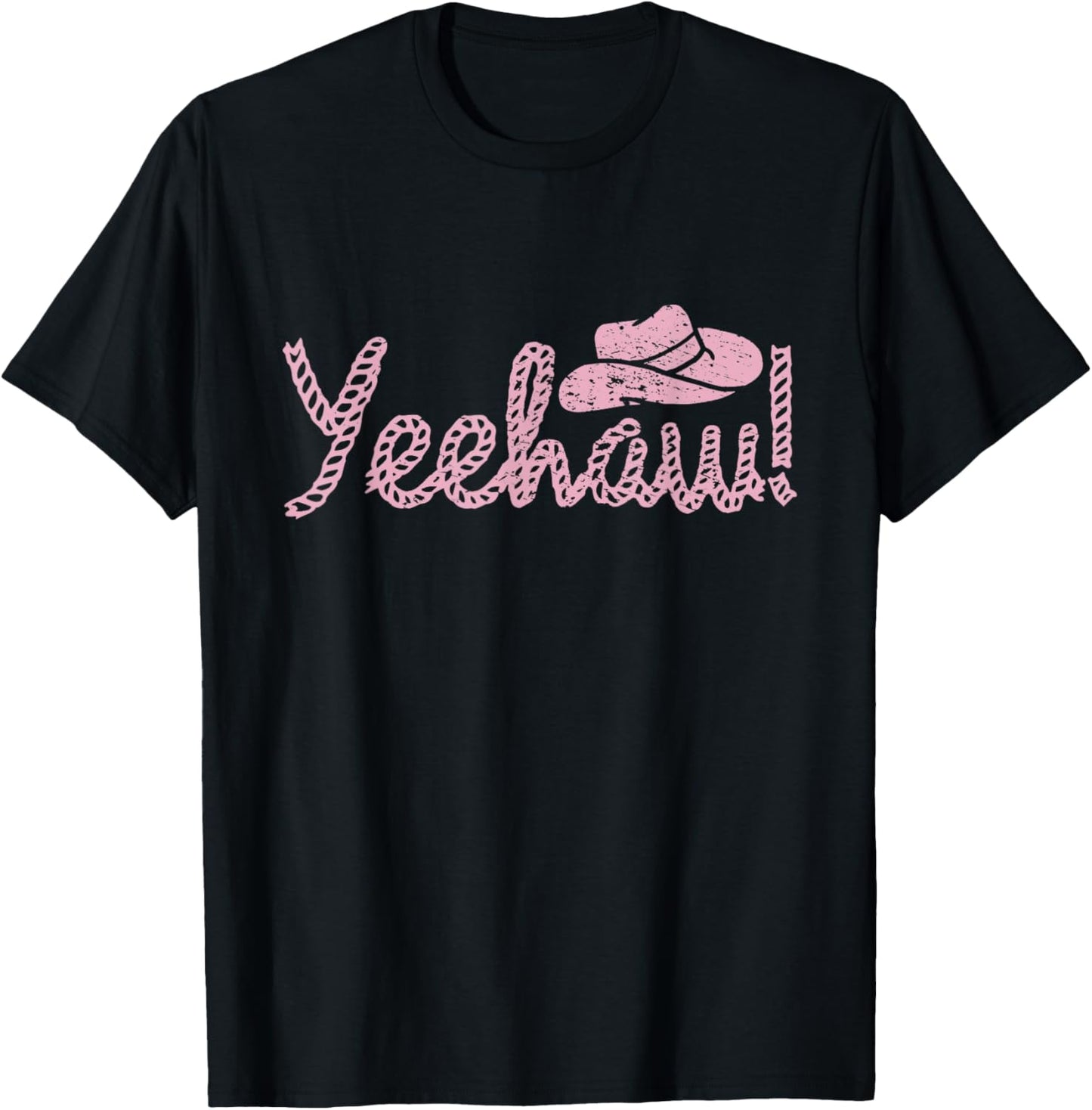 Yee Haw Howdy Rope Rodeo Western Country Southern Cowgirl T-Shirt - T-Shirt | Black