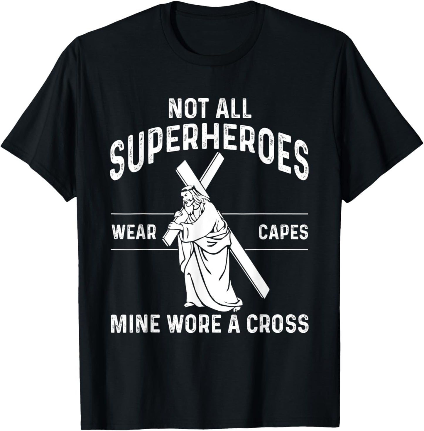 Funny Jesus Superhero Design Men Women Jesus Christ Cross T-Shirt - T-Shirt | Black