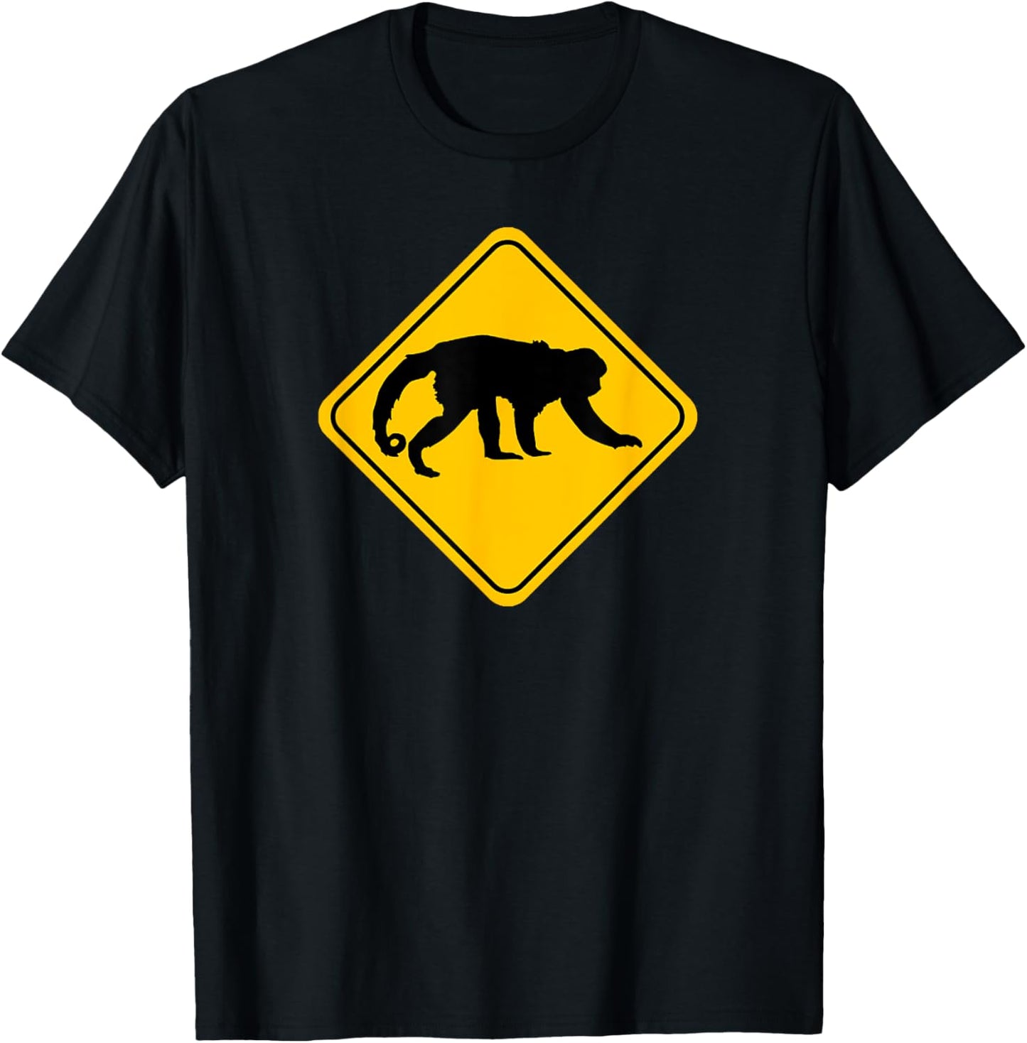 Howler Monkey Crossing Road Sign Classic Minimalist Graphic T-Shirt - T-Shirt | Black