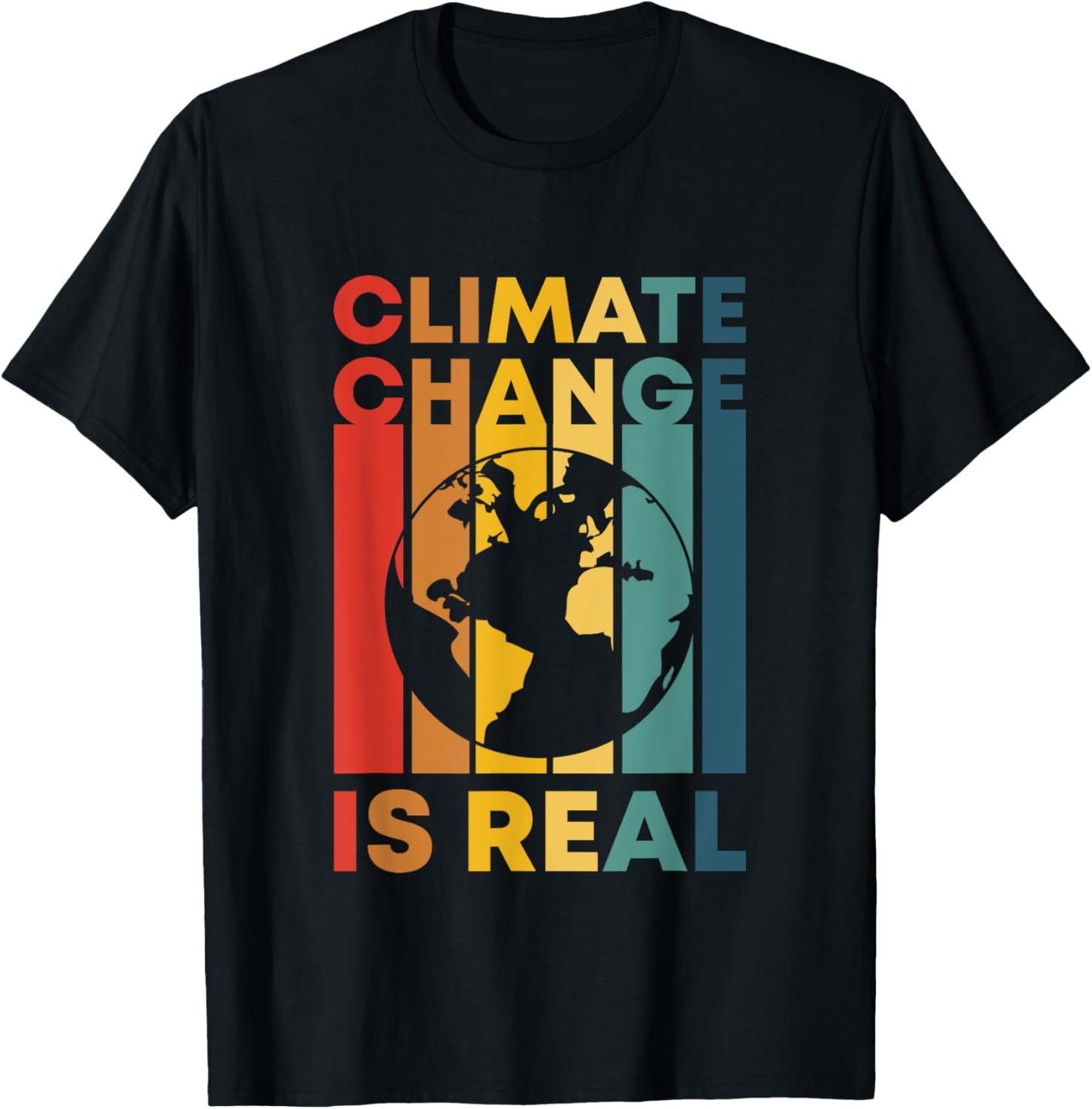 Retro Climate Change Is Real Earth Day Nature Conservancy T-Shirt - T-Shirt | Black