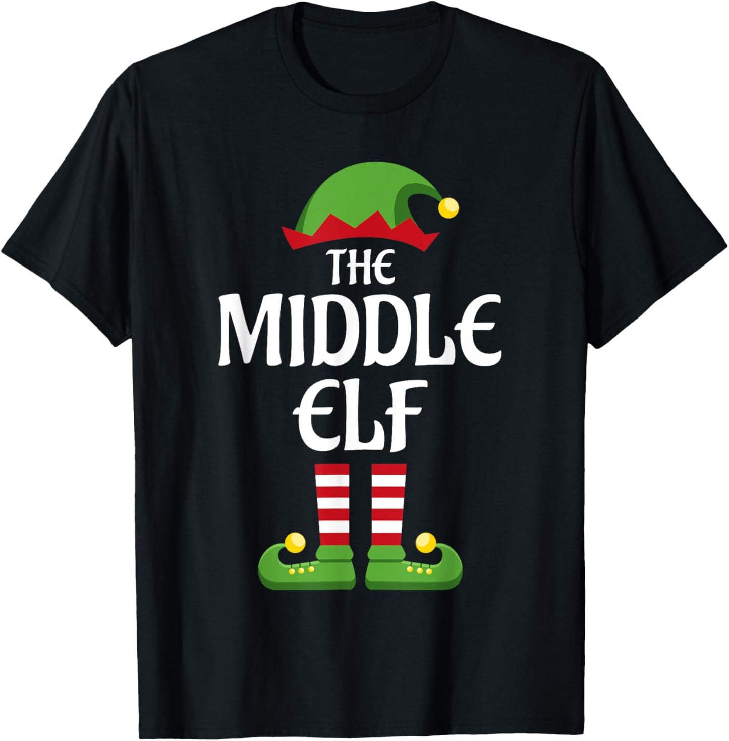 Middle Elf Family Matching Group Christmas T-Shirt - T-Shirt | Black