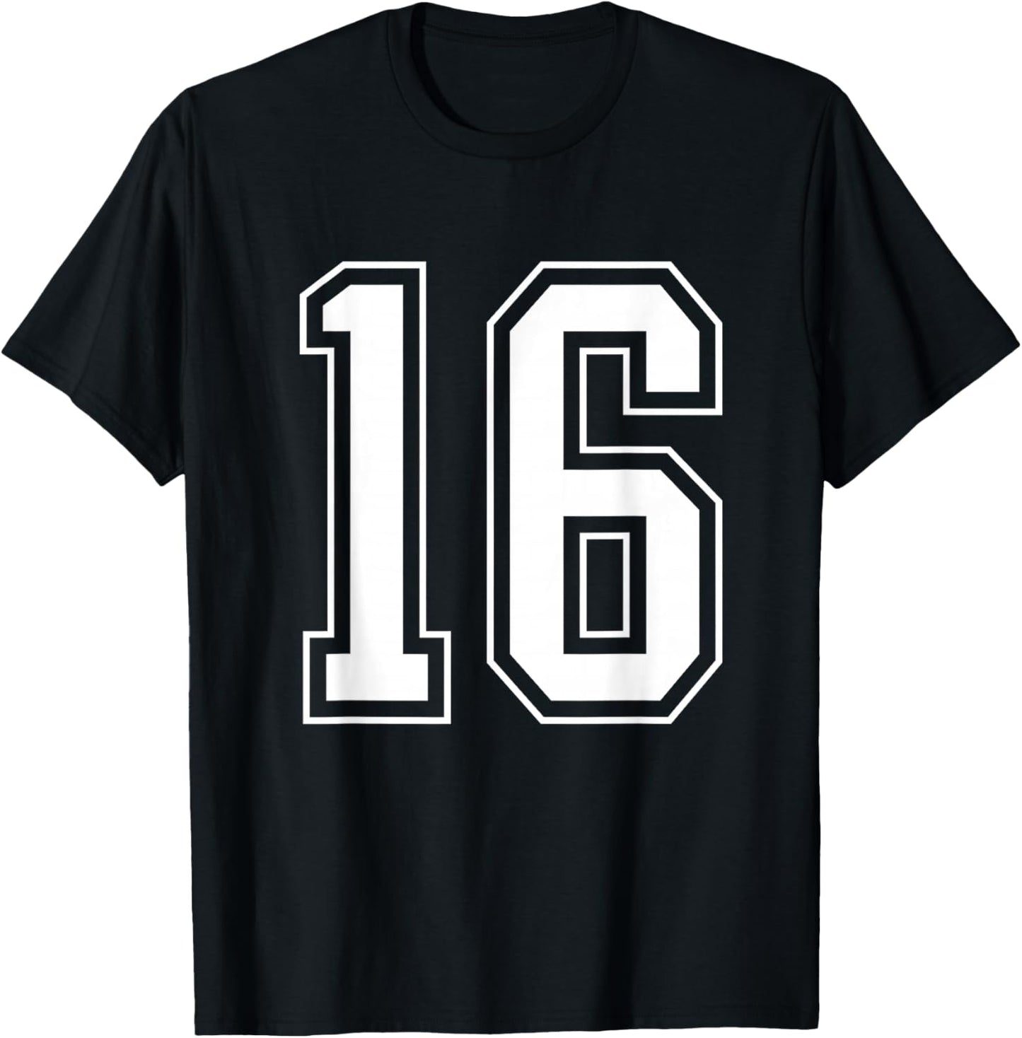Varsity Jersey Number 16 T-Shirt - T-Shirt | Black