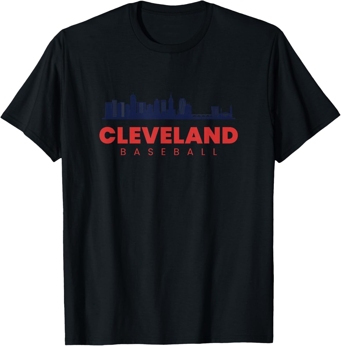 Cleveland Baseball Vintage City Skyline Retro Baseball Lover T-Shirt - T-Shirt | Black