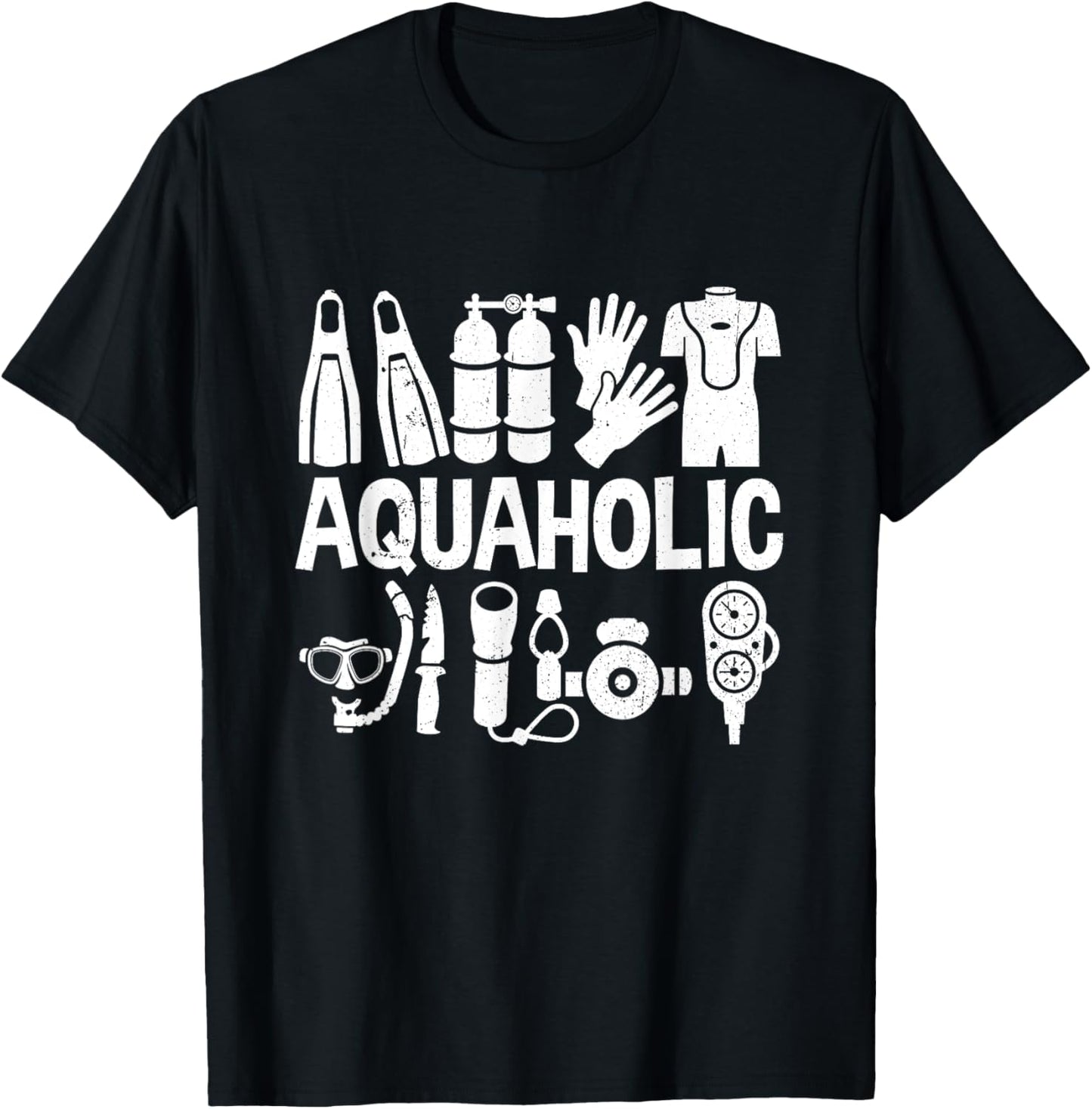 Cool Scuba Diving Dive Aquaholic T-Shirt - T-Shirt | Black