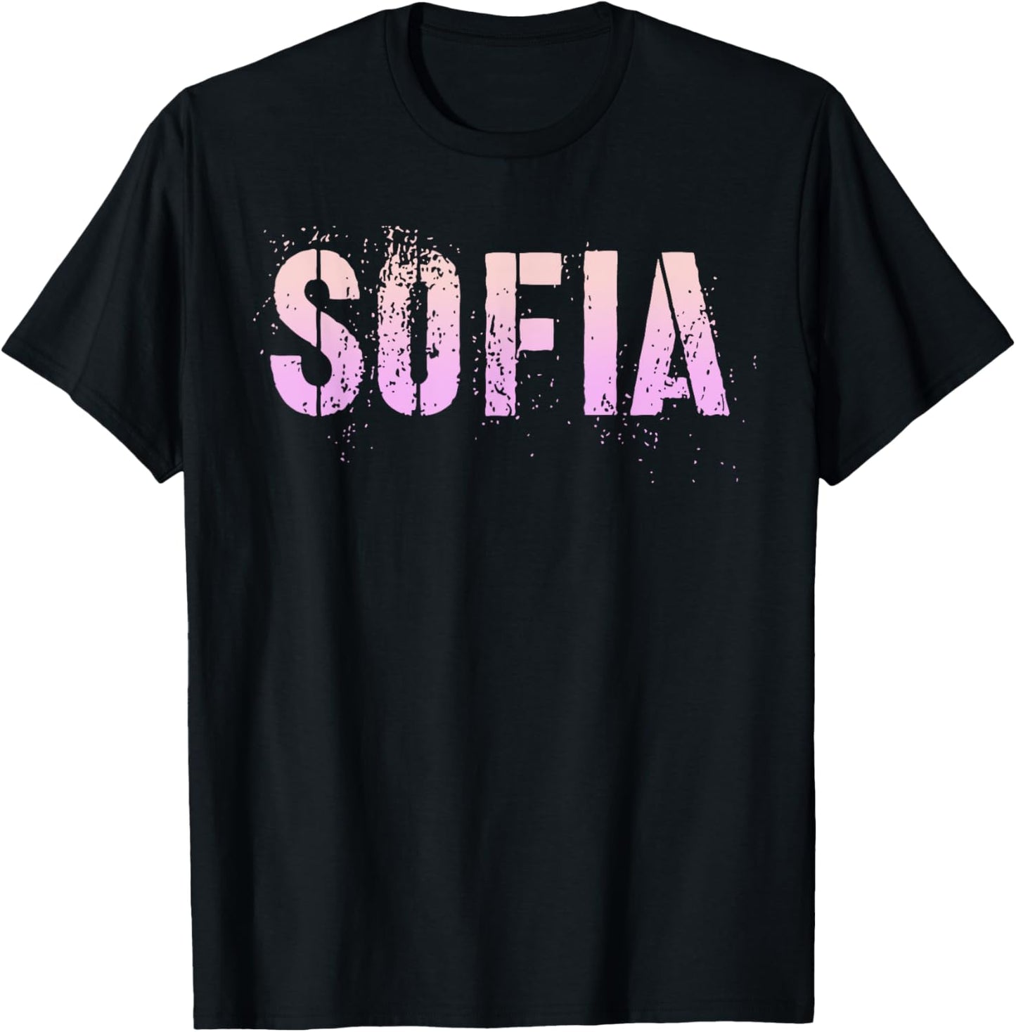 Vintage SOFIA Girls First Name Grunge Pink Custom Birthday T-Shirt - T-Shirt | Black