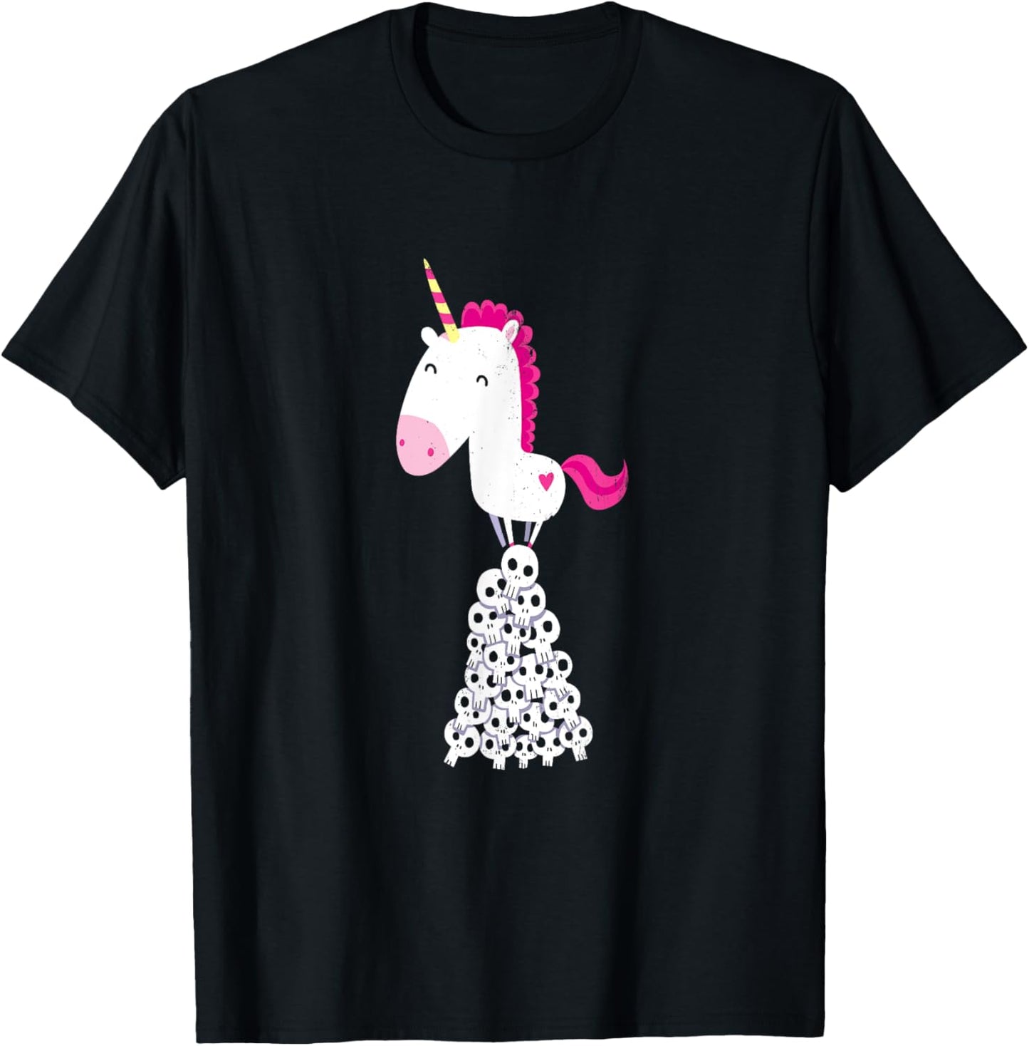 Killer Unicorn on Skulls - Official DinoMike Design T-Shirt - T-Shirt | Black