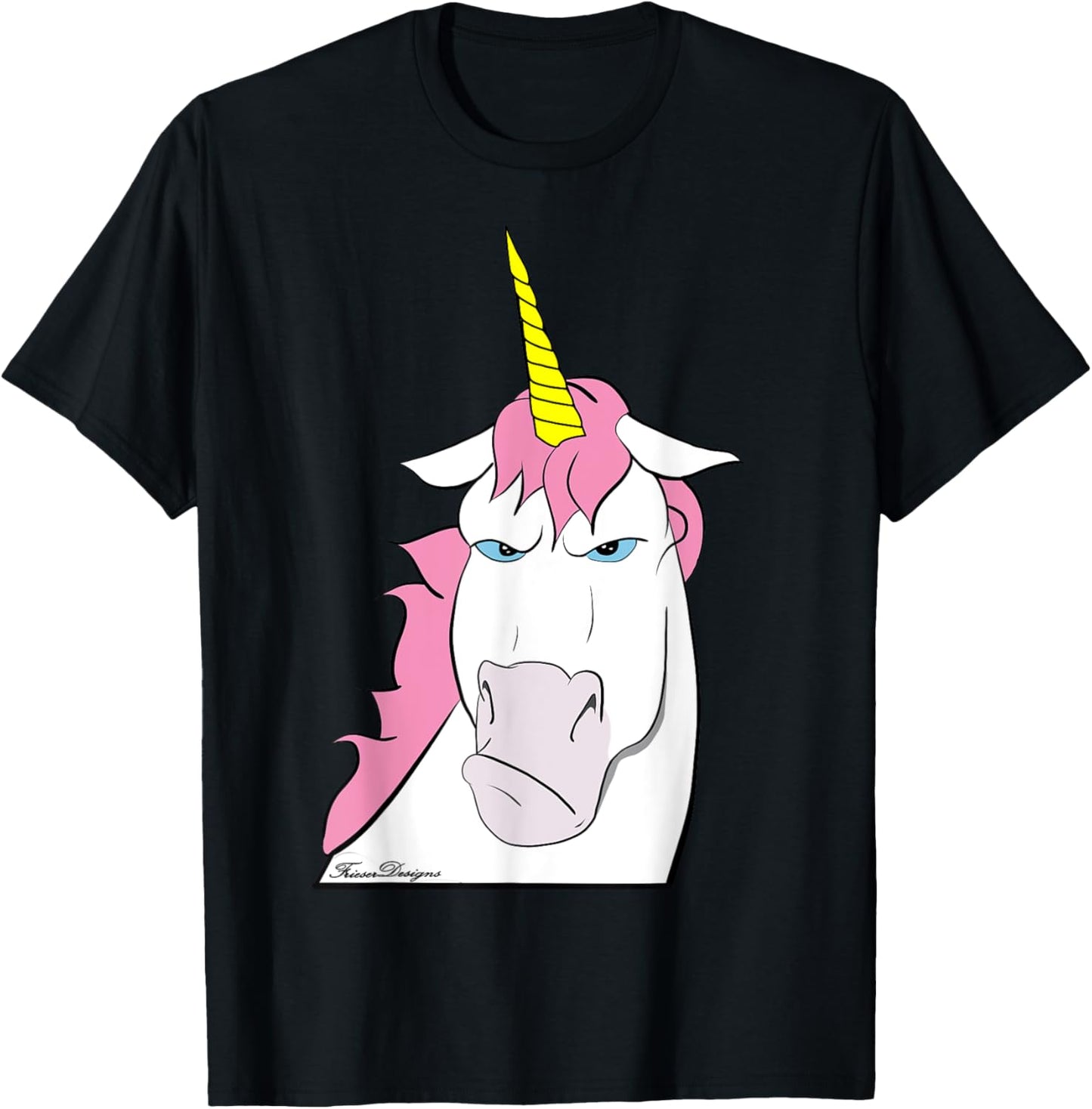 Funny Grumpy Comic Unicorn with Bad Mood T-Shirt - T-Shirt | Black
