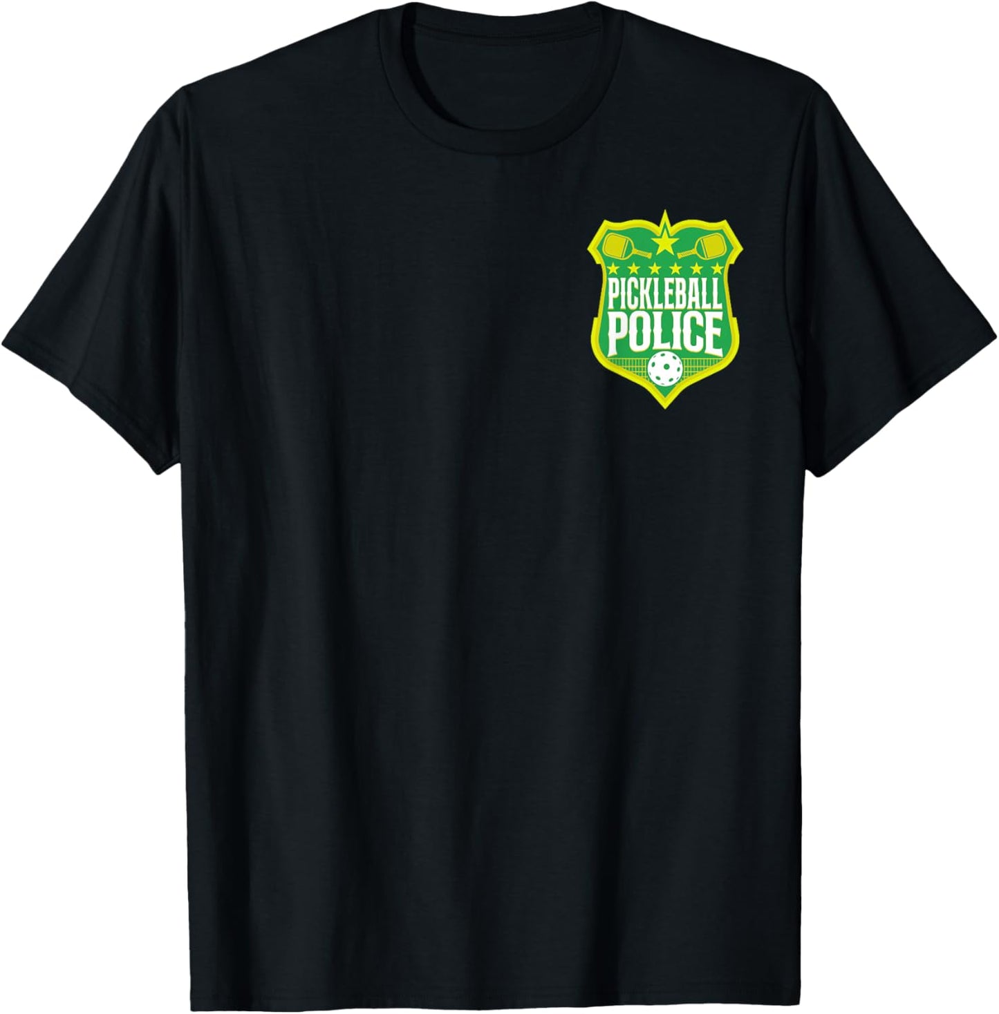 Pickleball Badge Pickleball Police T-Shirt - T-Shirt | Black